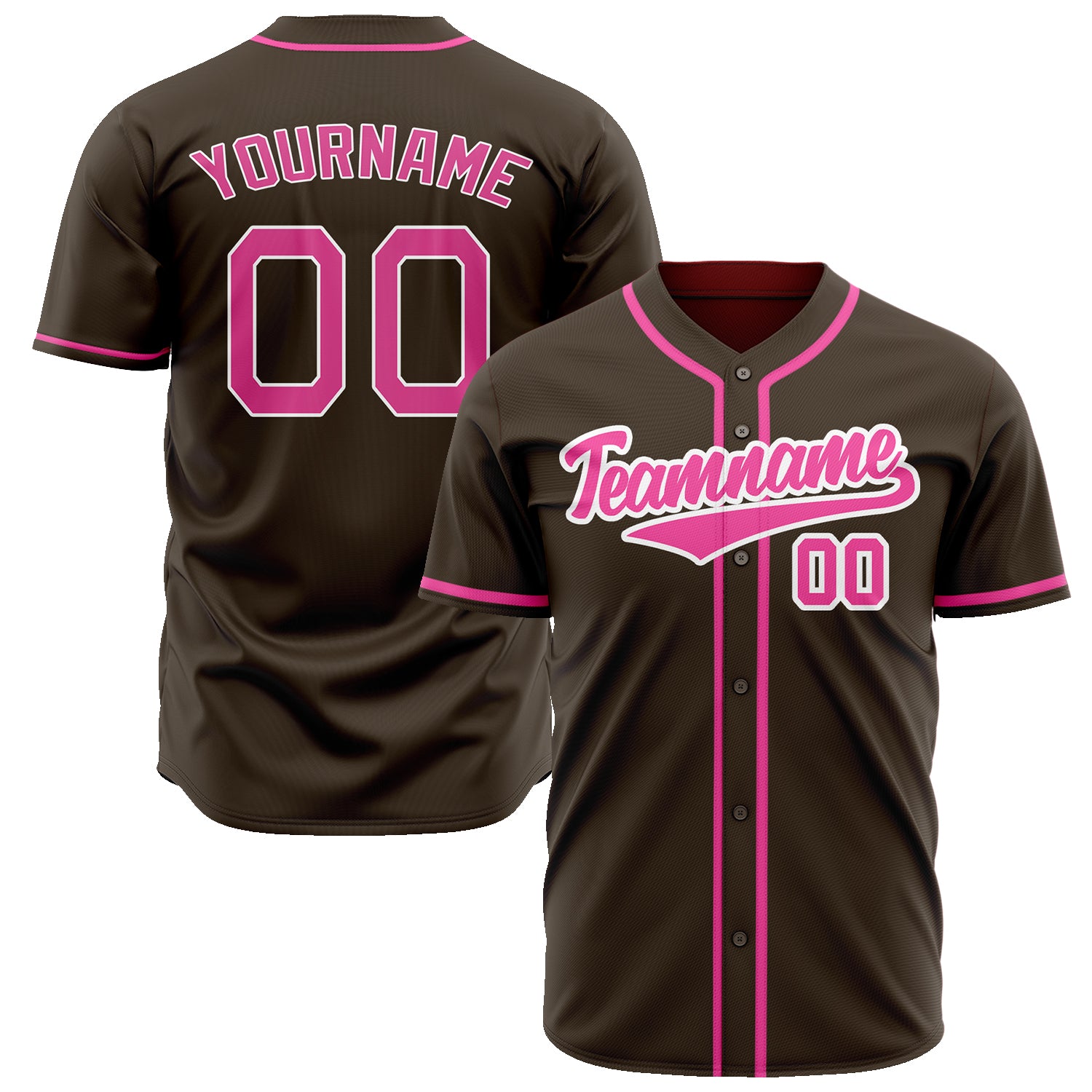 Benutzerdefiniertes Professionelles Braun Rosa Baseballtrikot BB02240604LH324