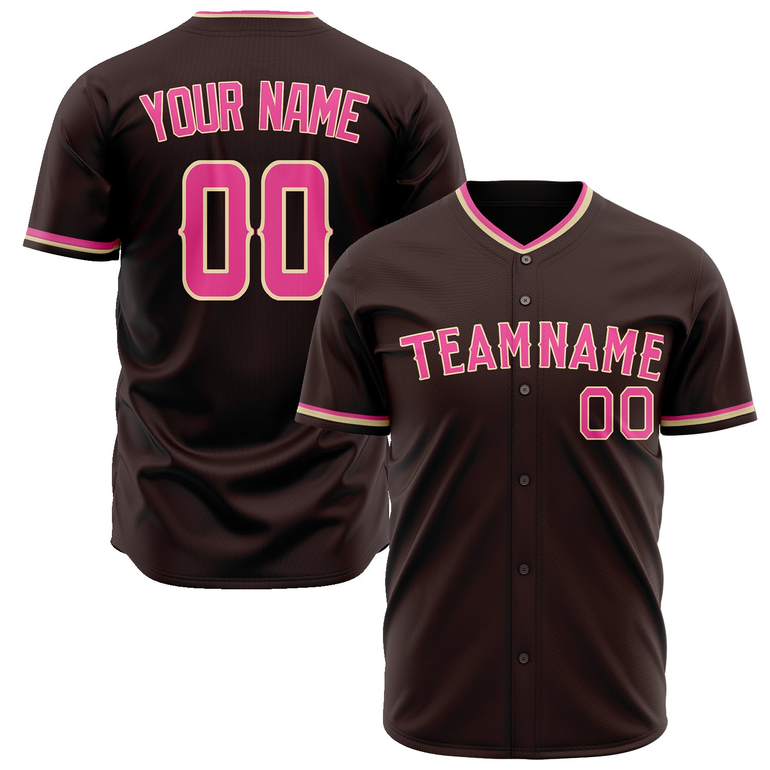 Benutzerdefiniertes Professionelles Braun Rosa Baseballtrikot BB02240604LH332