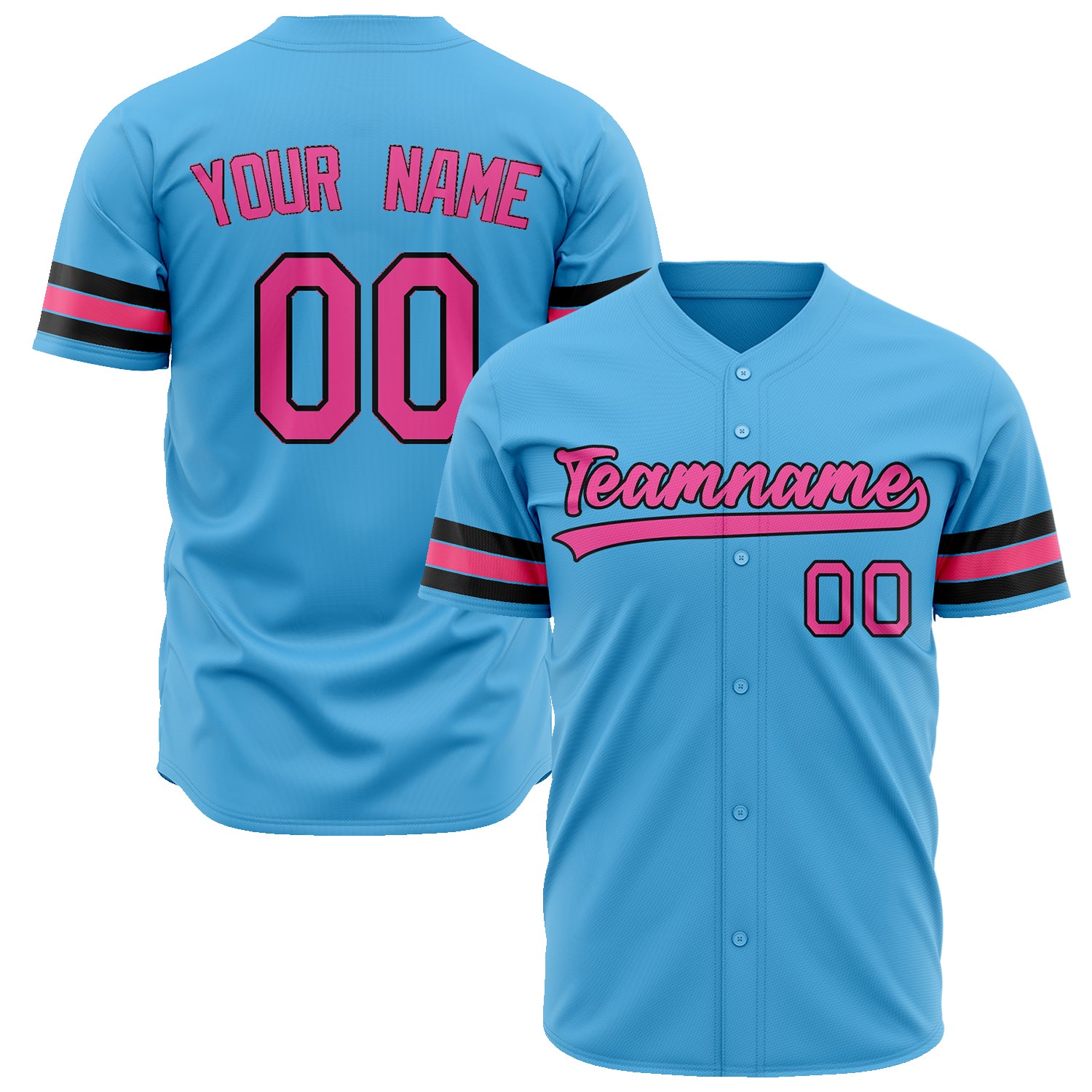 Benutzerdefiniertes Professionelles Himmelblau Rosa Baseballtrikot BB02240604WX408