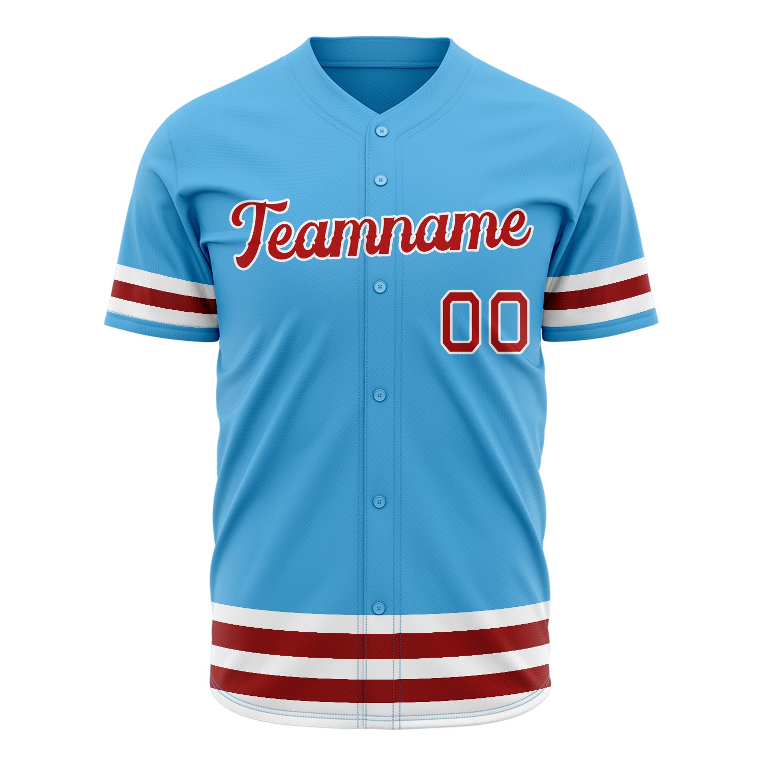 Benutzerdefiniertes Professionelles Himmelblau Rot Baseballtrikot