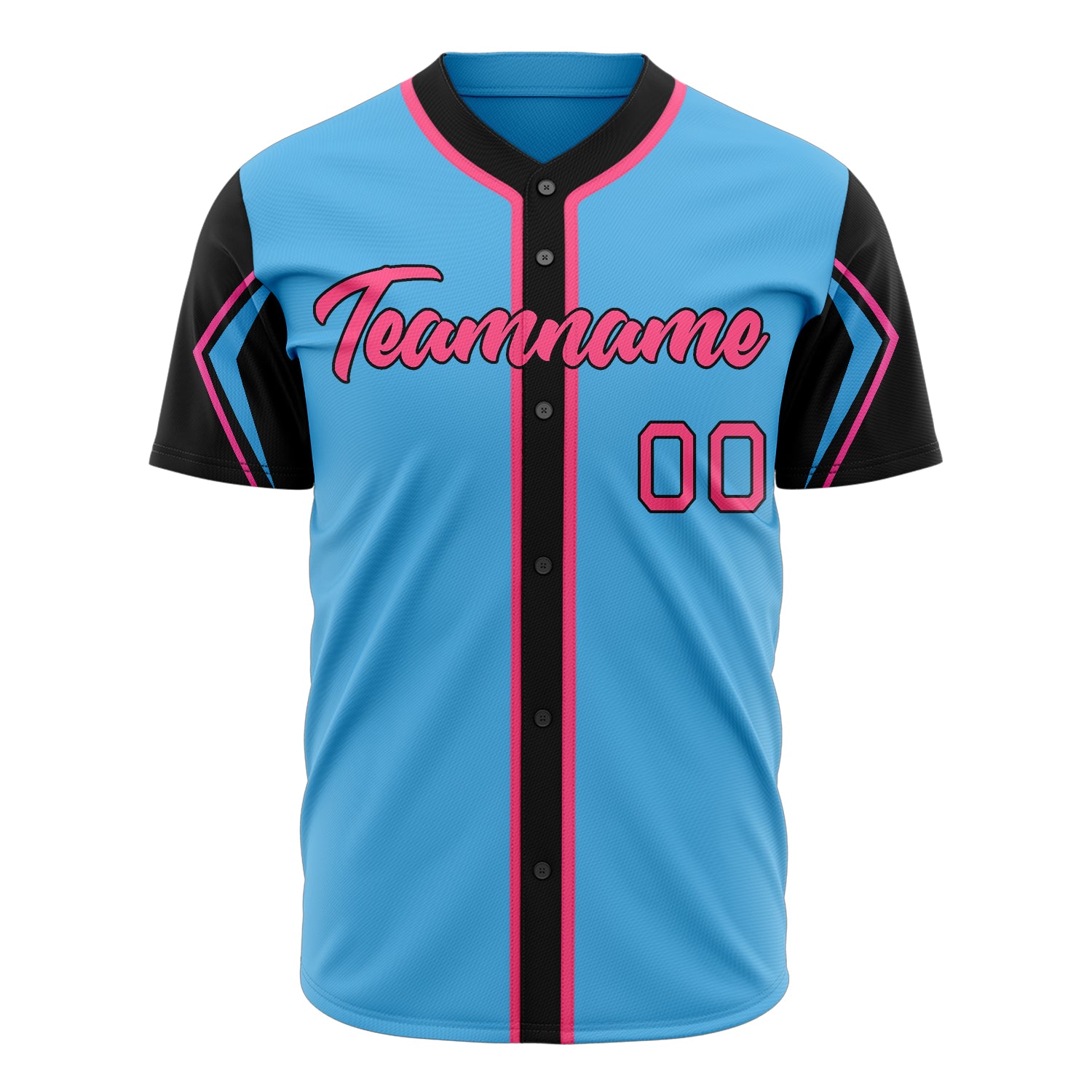 Benutzerdefiniertes Professionelles Himmelblau Schwarz Baseballtrikot