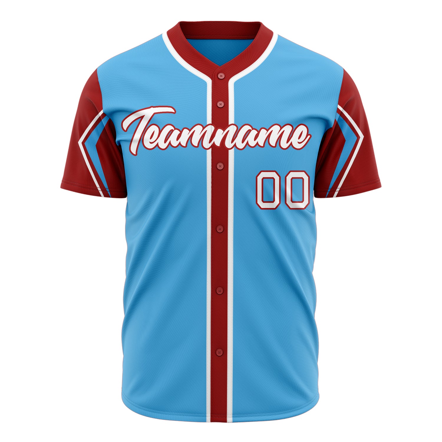 Benutzerdefiniertes Professionelles Himmelblau Rot Baseballtrikot