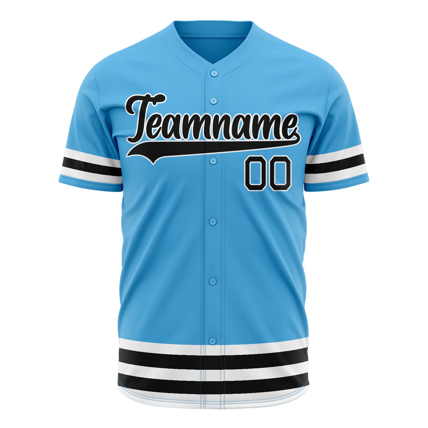 Benutzerdefiniertes Professionelles Himmelblau Schwarz Baseballtrikot