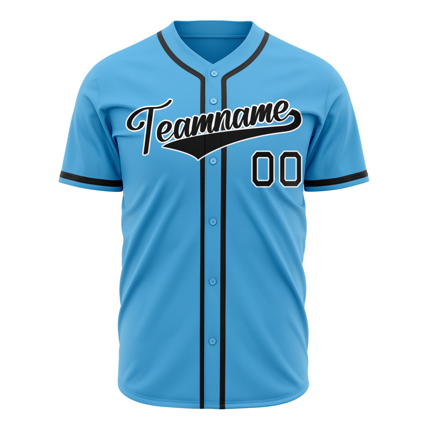 Benutzerdefiniertes Professionelles Himmelblau Schwarz Baseballtrikot