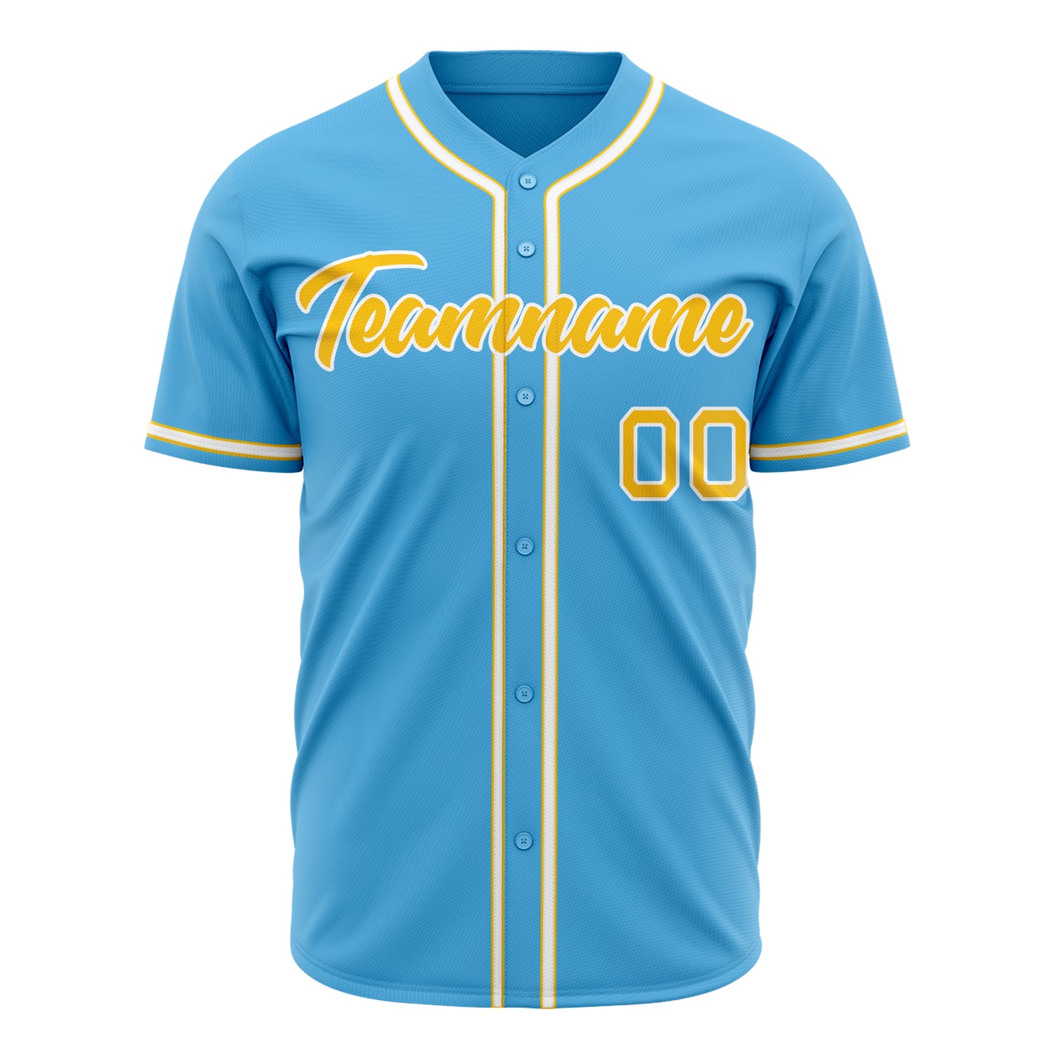 Benutzerdefiniertes Professionelles Himmelblau Gelb Baseballtrikot