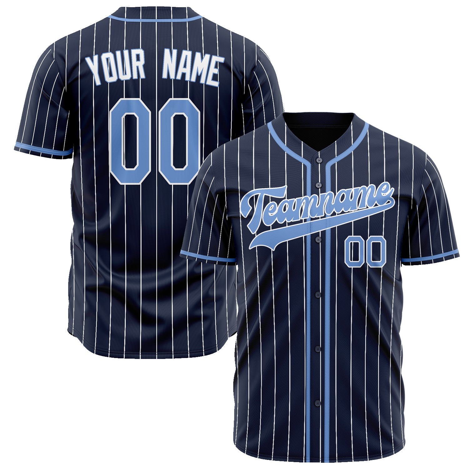 Benutzerdefiniertes Professionelles Navy Hellblau Baseballtrikot BB02240604WY453