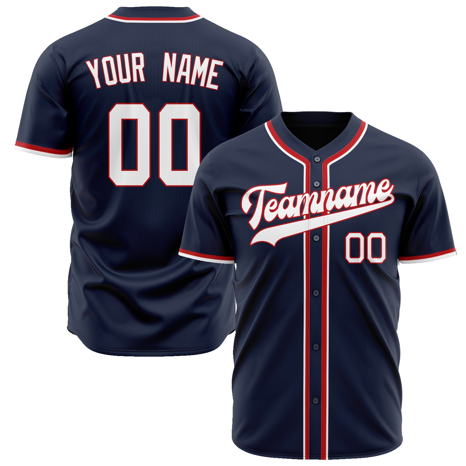 Benutzerdefiniertes Professionelles Navy Rot Baseballtrikot BB02240604WY454