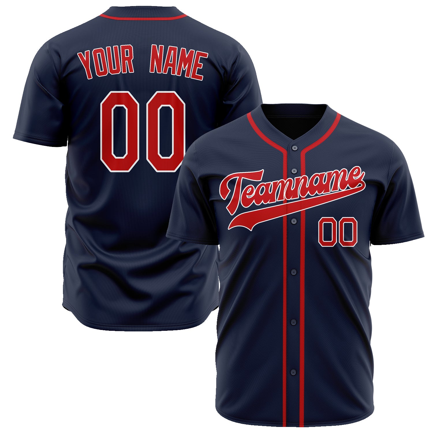 Benutzerdefiniertes Professionelles Navy Rot Baseballtrikot BB02240604WY457