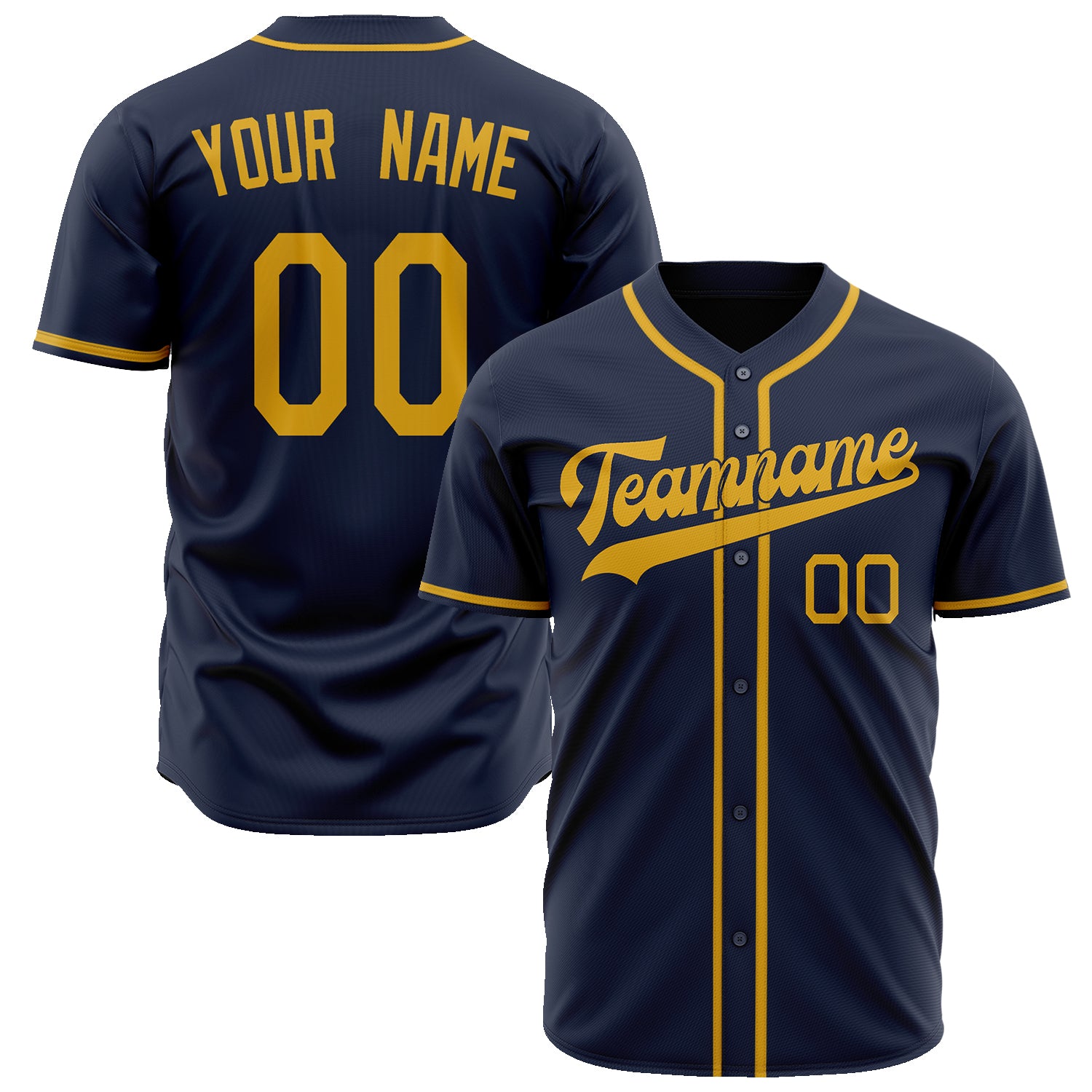 Benutzerdefiniertes Professionelles Navy Gold Baseballtrikot BB02240604WY461