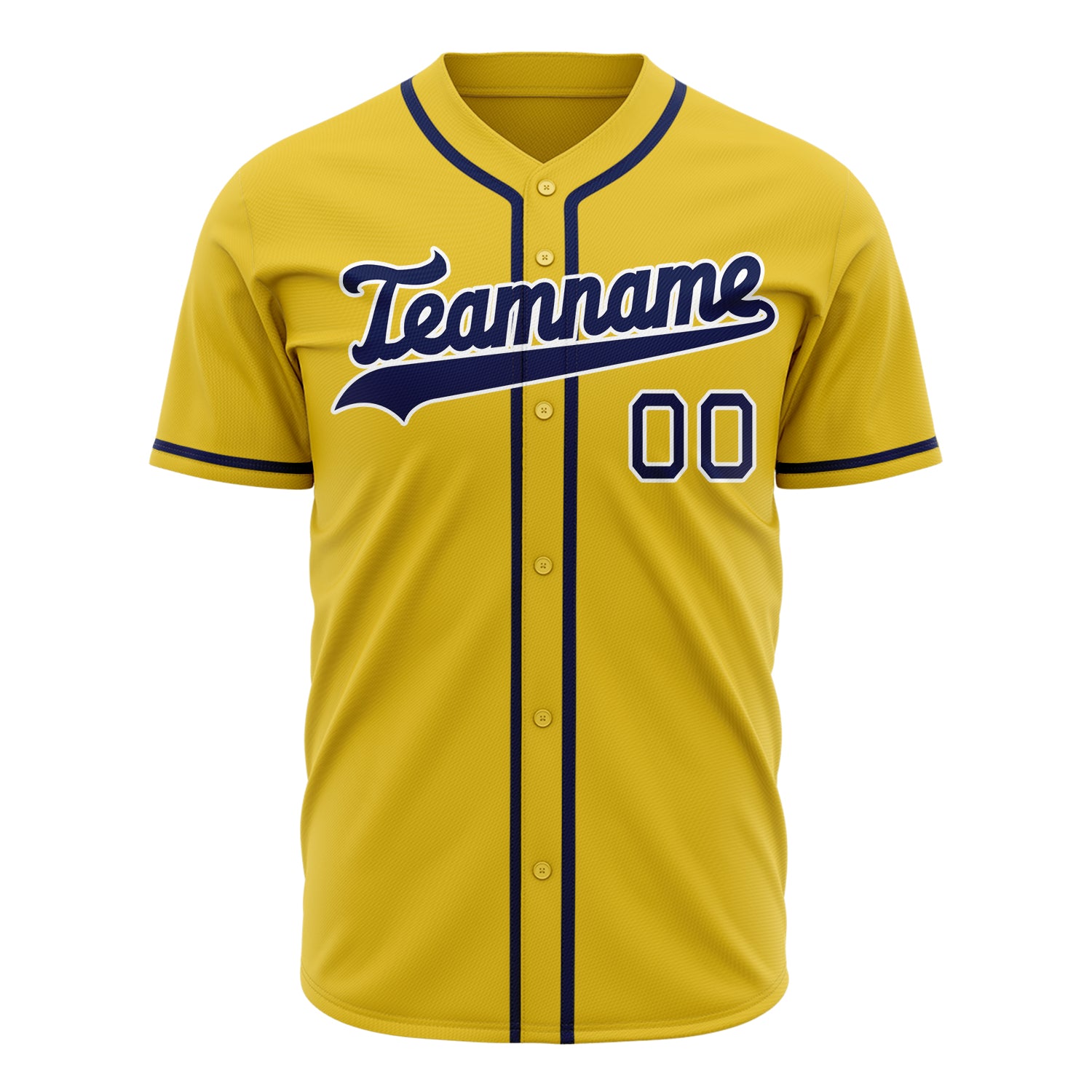 Benutzerdefiniertes Professionelles Gelb Marineblau Baseballtrikot