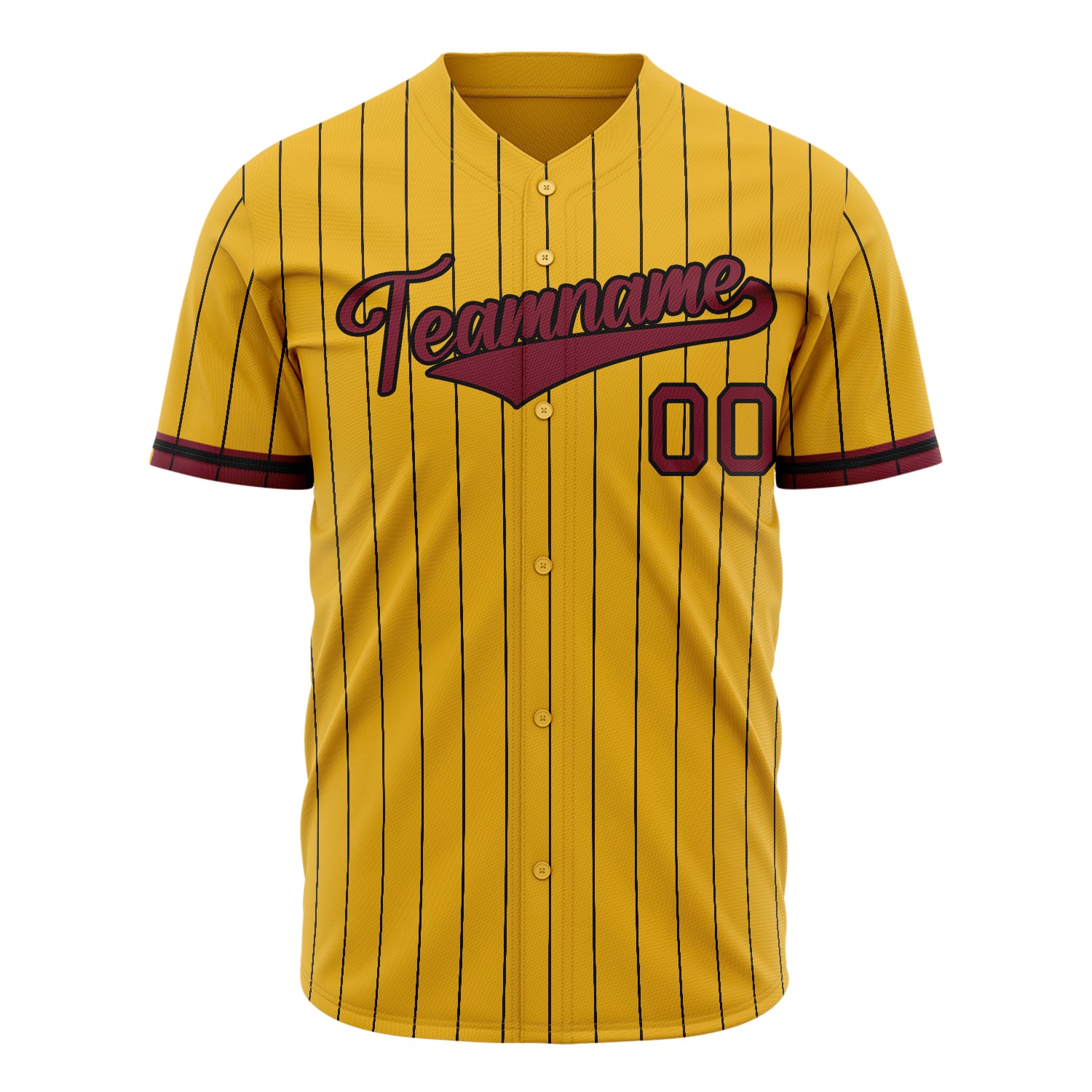 Benutzerdefiniertes Professionelles Gelb Karminrot Baseballtrikot