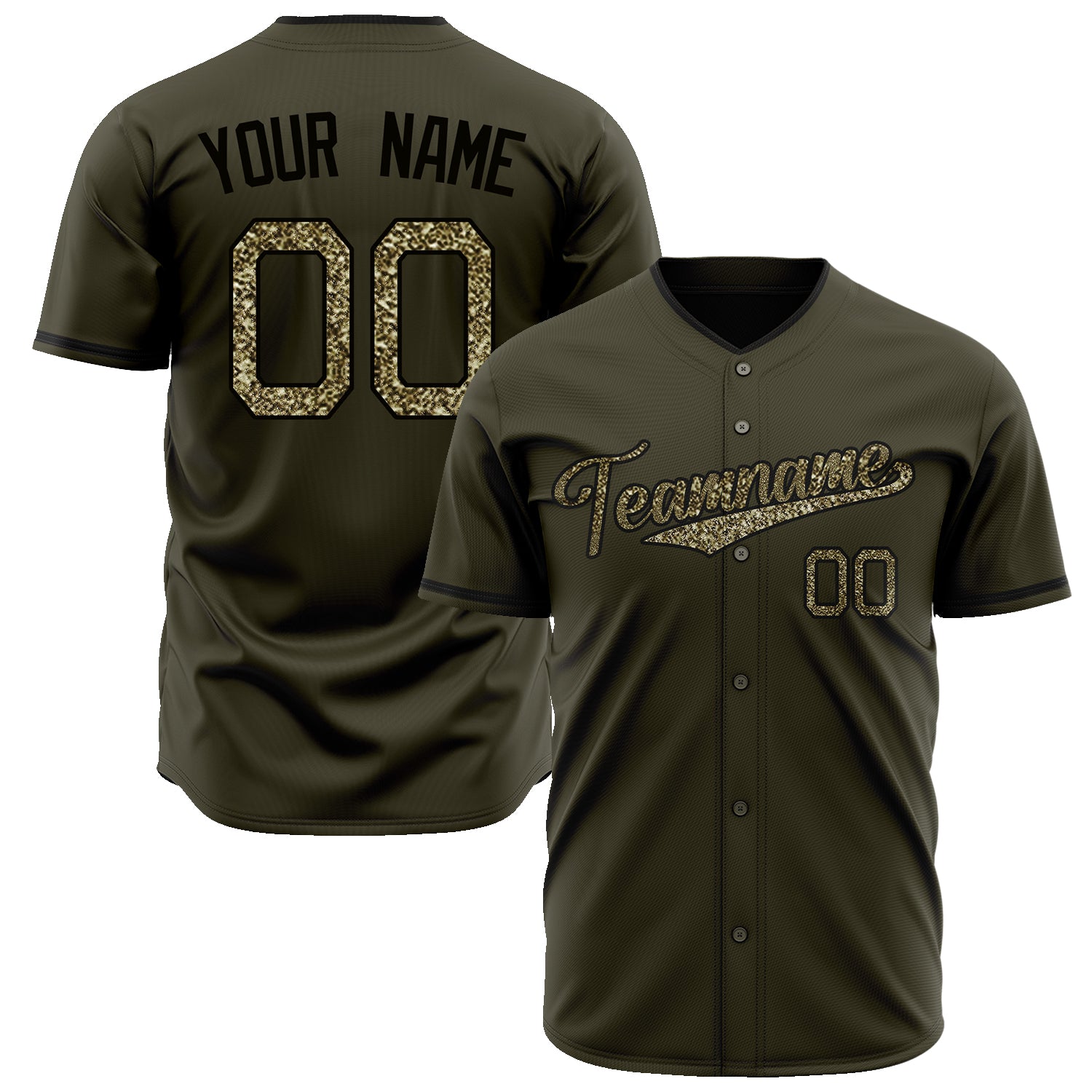 Benutzerdefiniertes Professionelles Oliv Tarnfarben Baseballtrikot BB02240604YX386