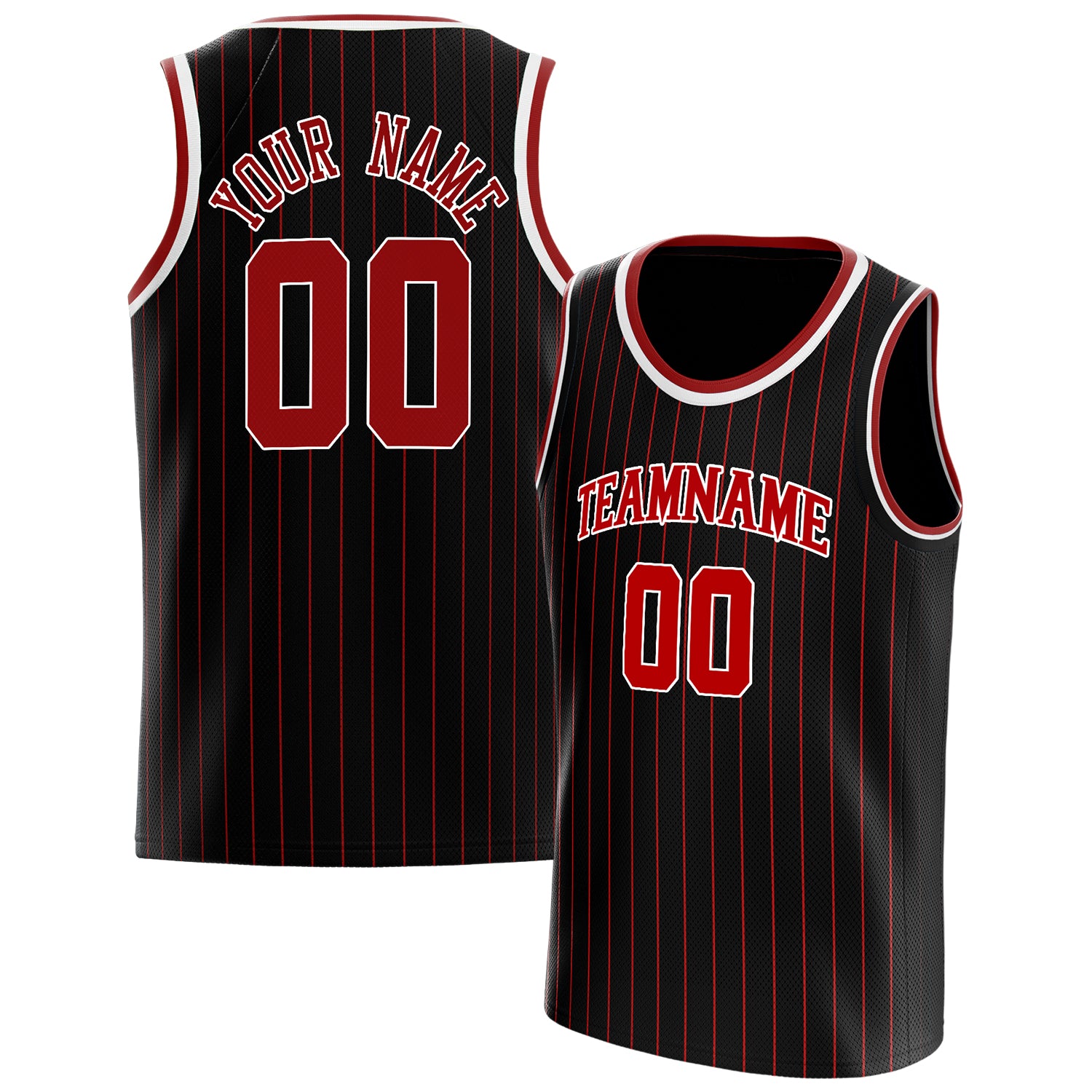 Benutzerdefiniertes Professionelles Schwarz Rot Basketballtrikot BS01240621HF001