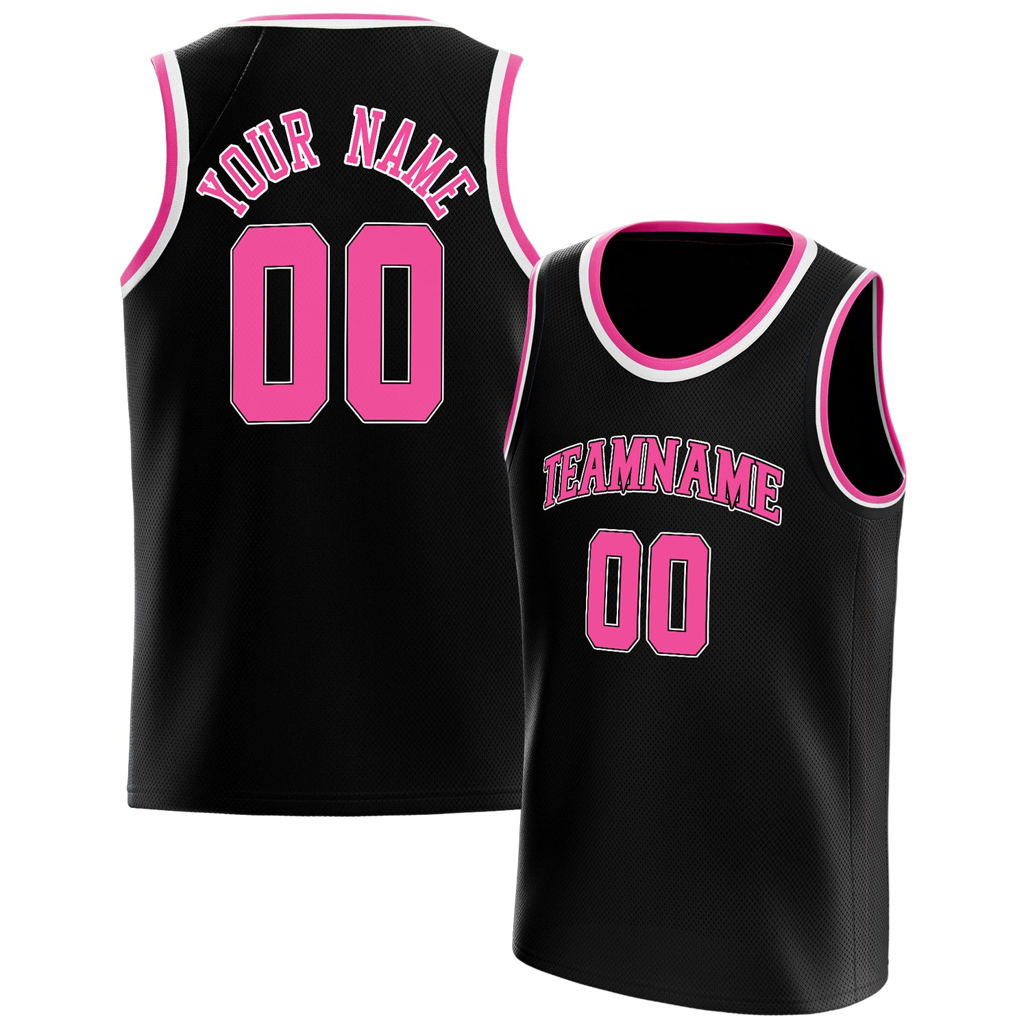 Benutzerdefiniertes Professionelles Schwarz Rosa Basketballtrikot BS01240621HF003