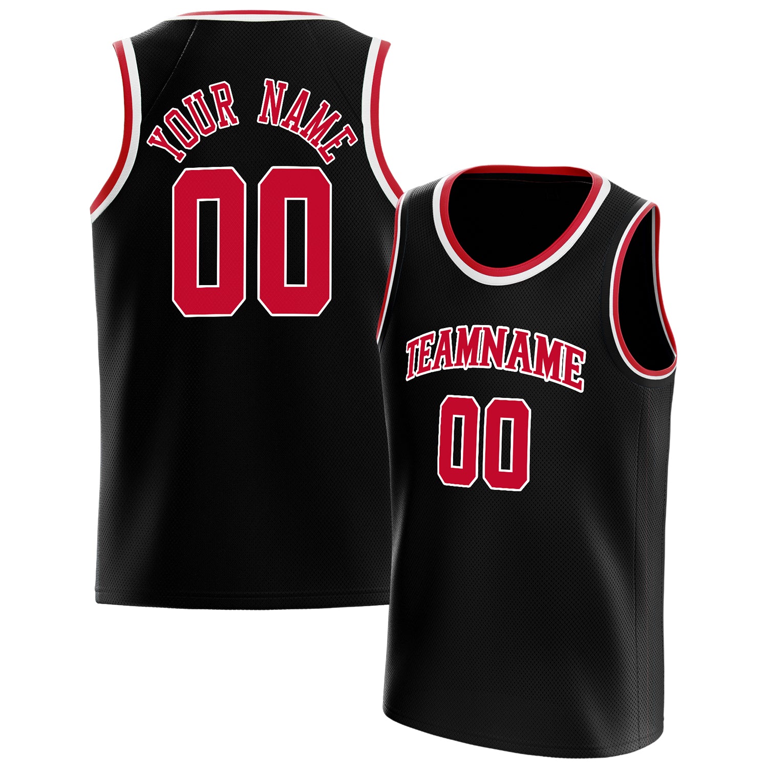 Benutzerdefiniertes Professionelles Schwarz Rot Basketballtrikot BS01240621HF004