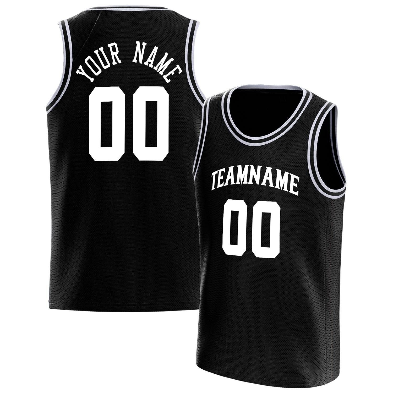 Benutzerdefiniertes Professionelles Schwarz Weiß Basketballtrikot BS01240621HF006