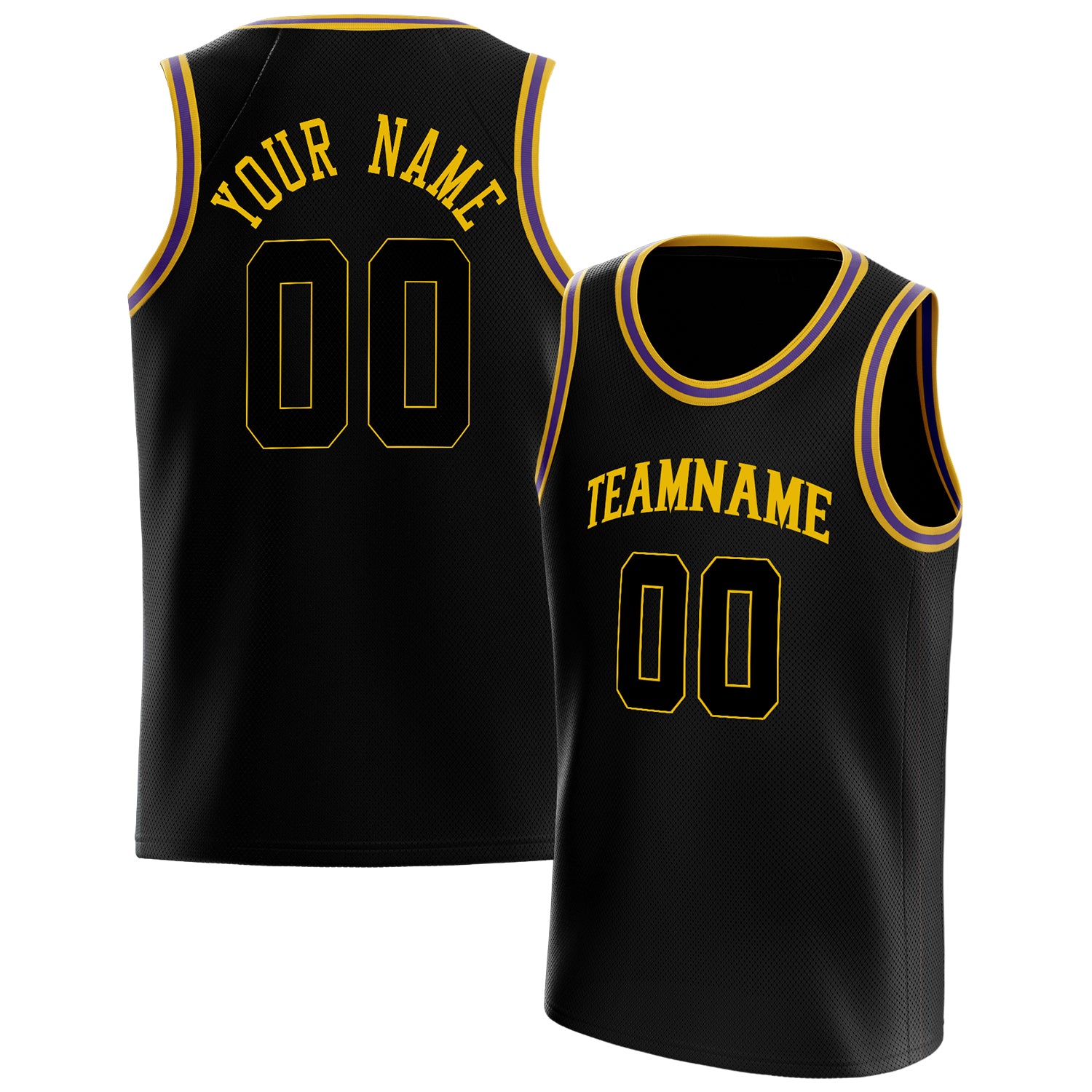 Benutzerdefiniertes Professionelles Schwarz Gold Basketballtrikot BS01240621HF007