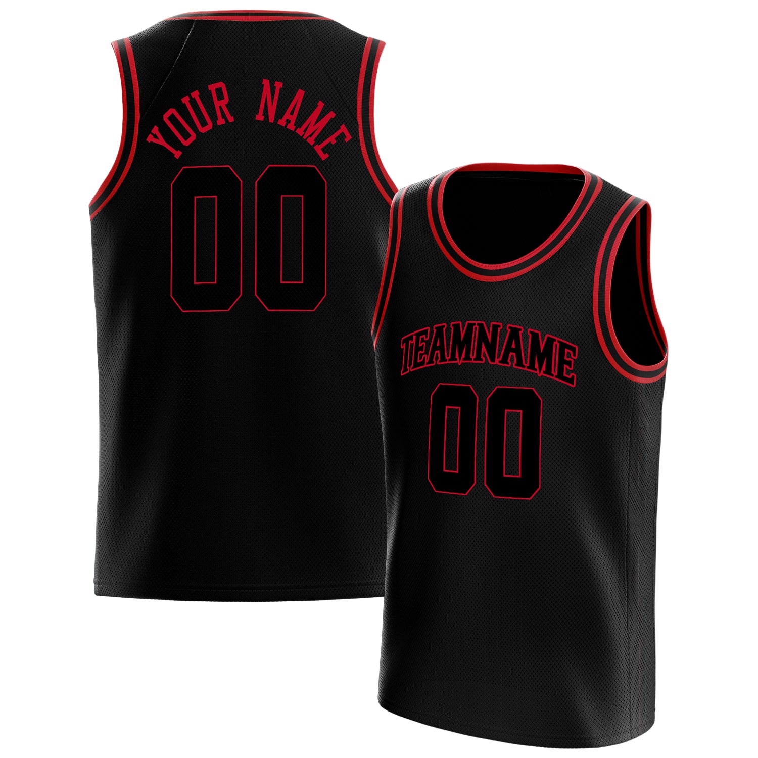 Benutzerdefiniertes Professionelles Schwarz Rot Basketballtrikot BS01240621HF013