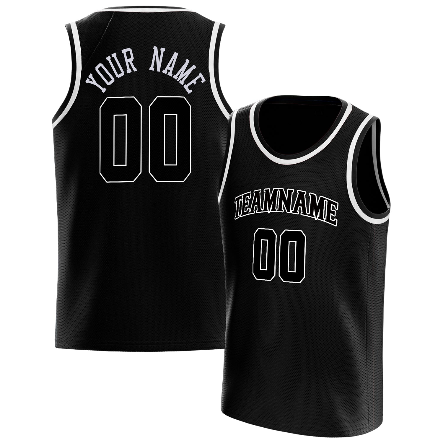 Benutzerdefiniertes Professionelles Schwarz Weiß Basketballtrikot BS01240621HF014