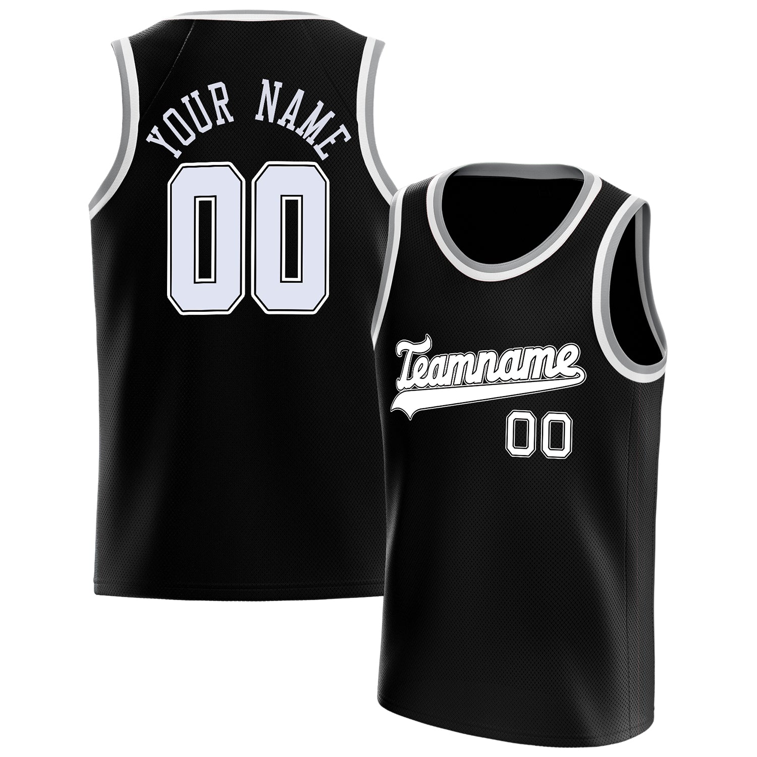 Benutzerdefiniertes Professionelles Schwarz Weiß Basketballtrikot BS01240621HF015