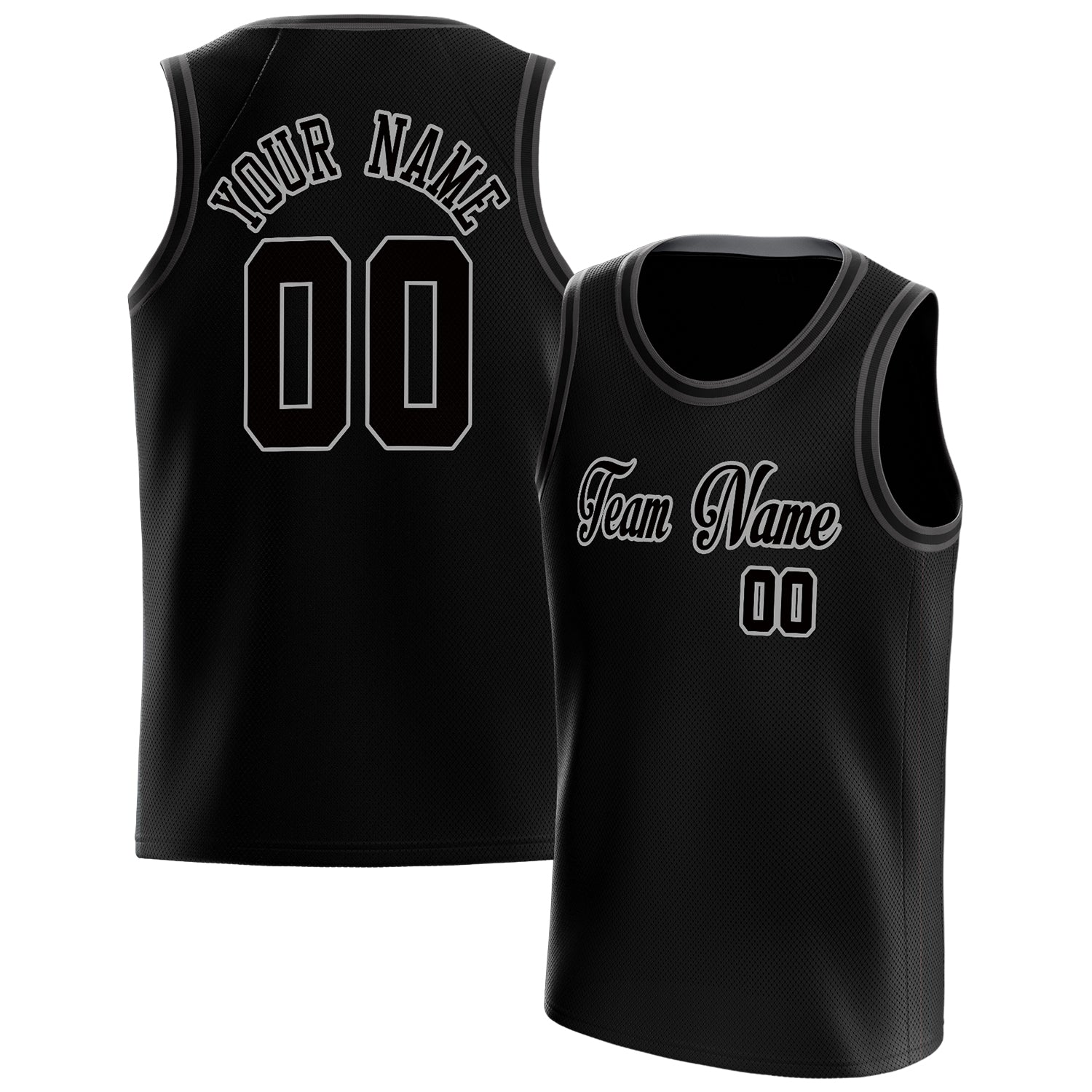 Benutzerdefiniertes Professionelles Schwarz Grau Basketballtrikot BS01240621HF019