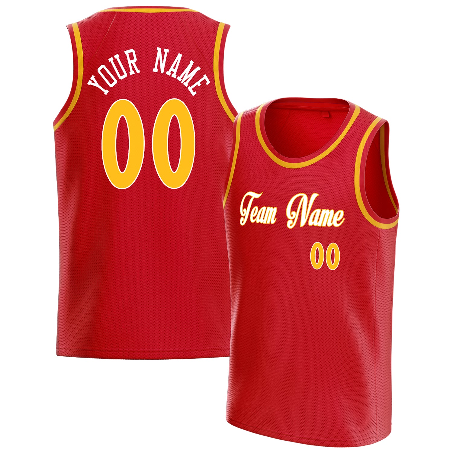 Benutzerdefiniertes Professionelles Rot Gold Basketballtrikot BS01240621HF146