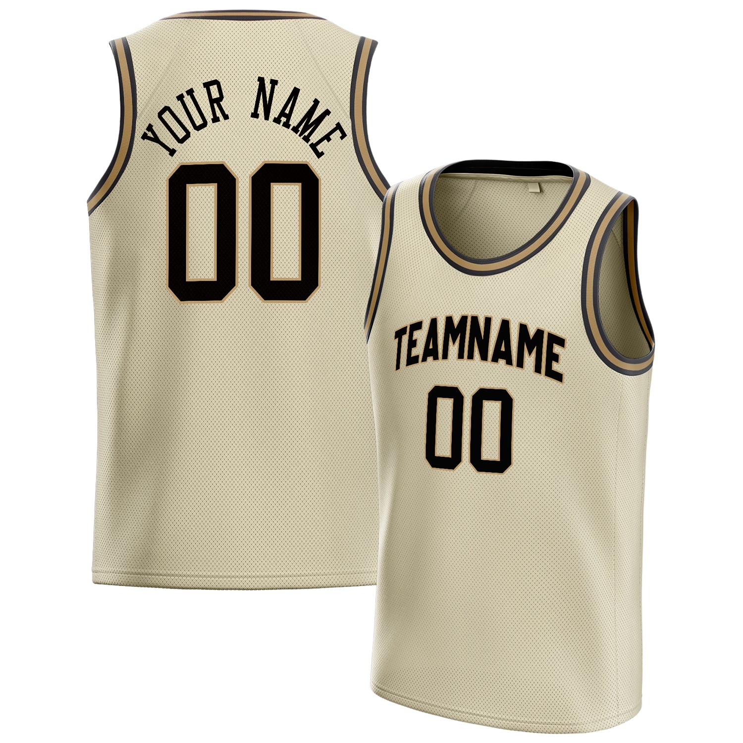 Benutzerdefiniertes Professionelles Creme Schwarz Basketballtrikot BS01240621JC044