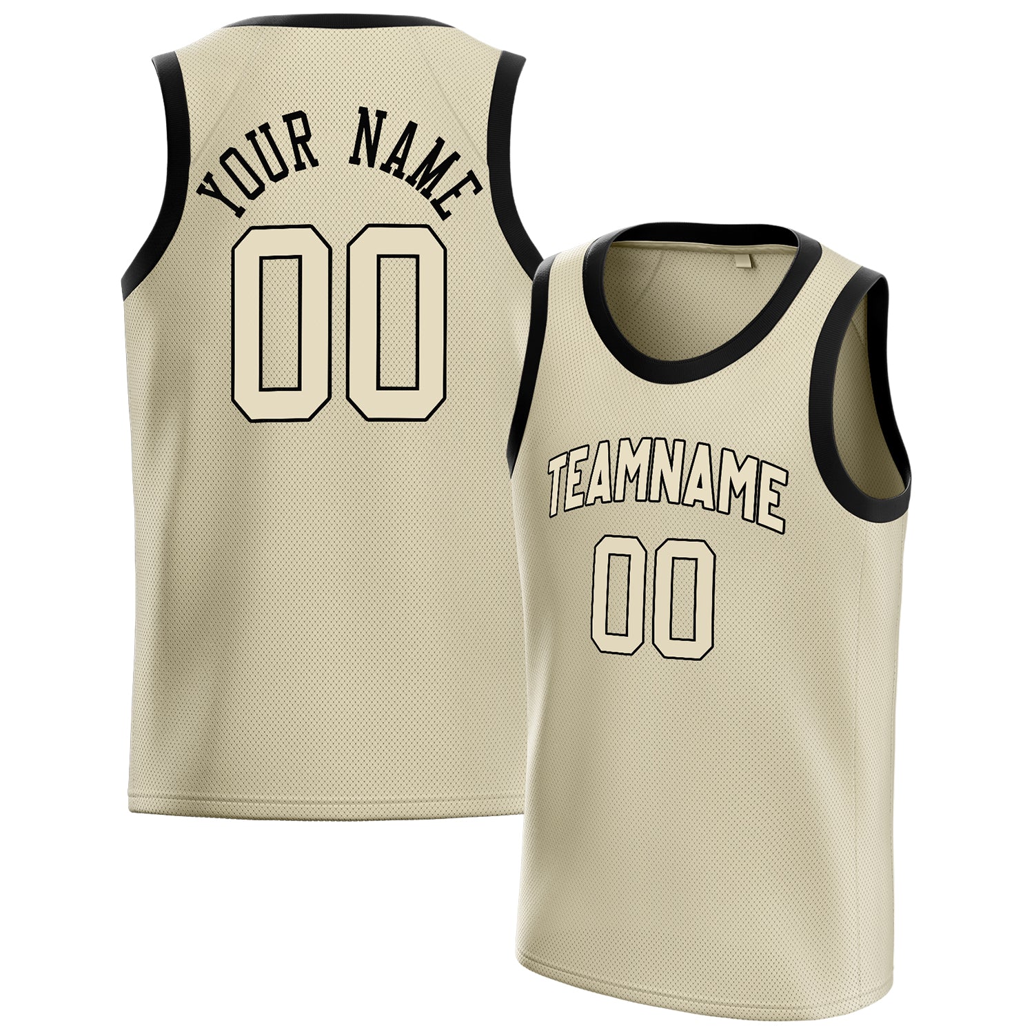 Benutzerdefiniertes Professionelles Creme Schwarz Basketballtrikot BS01240621JC046