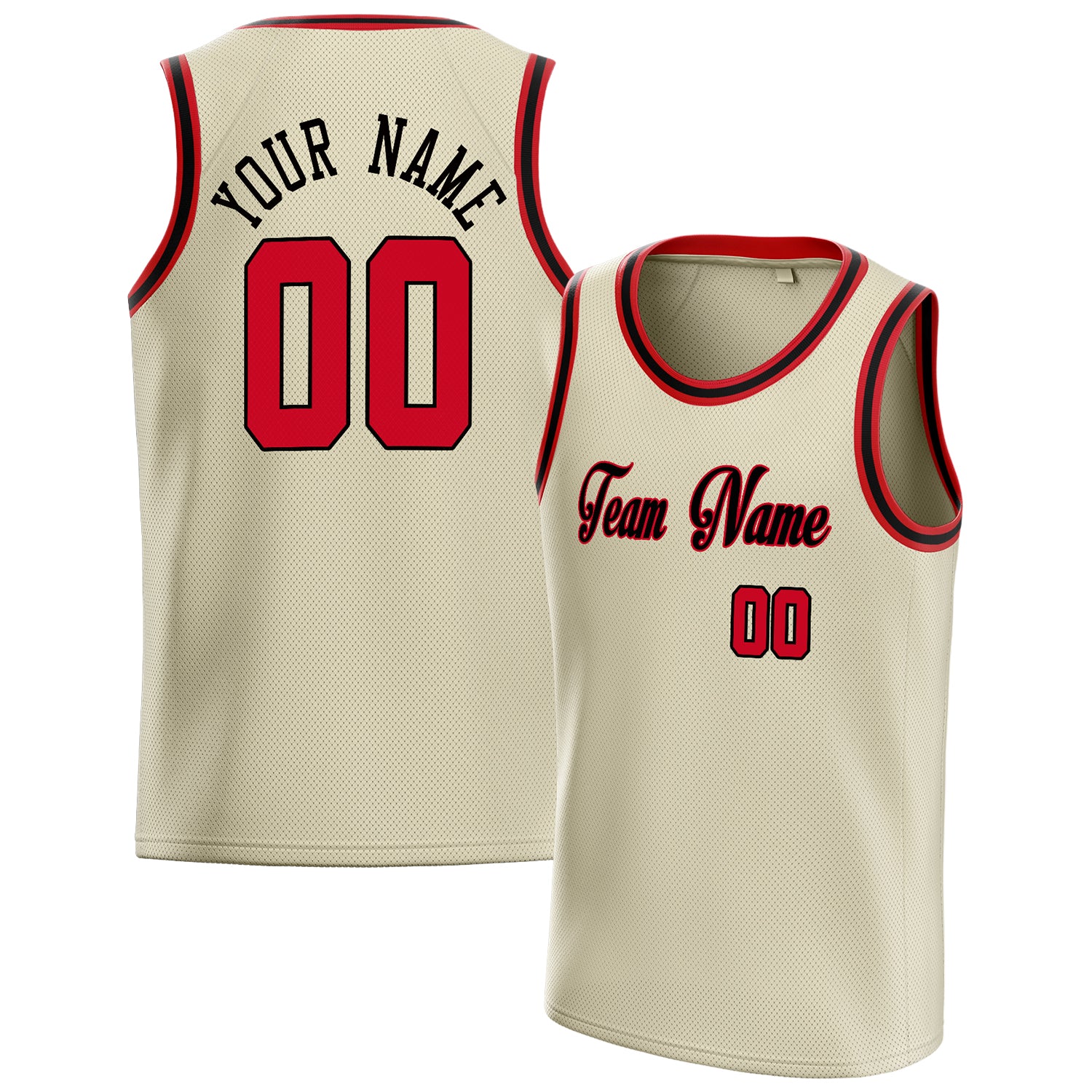 Benutzerdefiniertes Professionelles Creme Rot Basketballtrikot BS01240621JC047