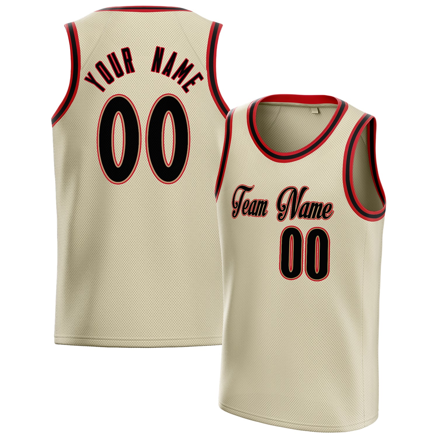 Benutzerdefiniertes Professionelles Creme Schwarz Basketballtrikot BS01240621JC048