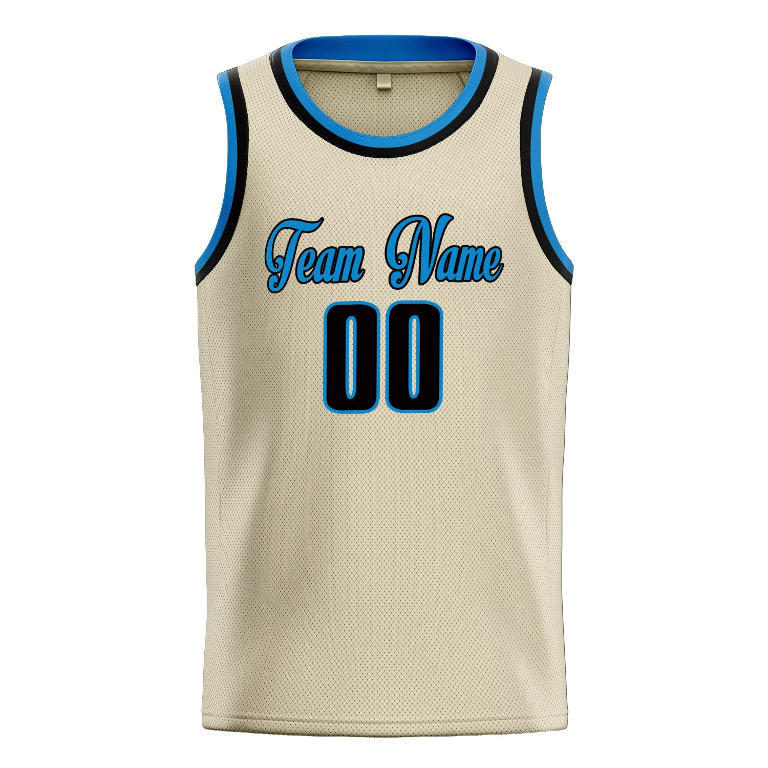 Benutzerdefiniertes Professionelles Creme Blau Basketballtrikot