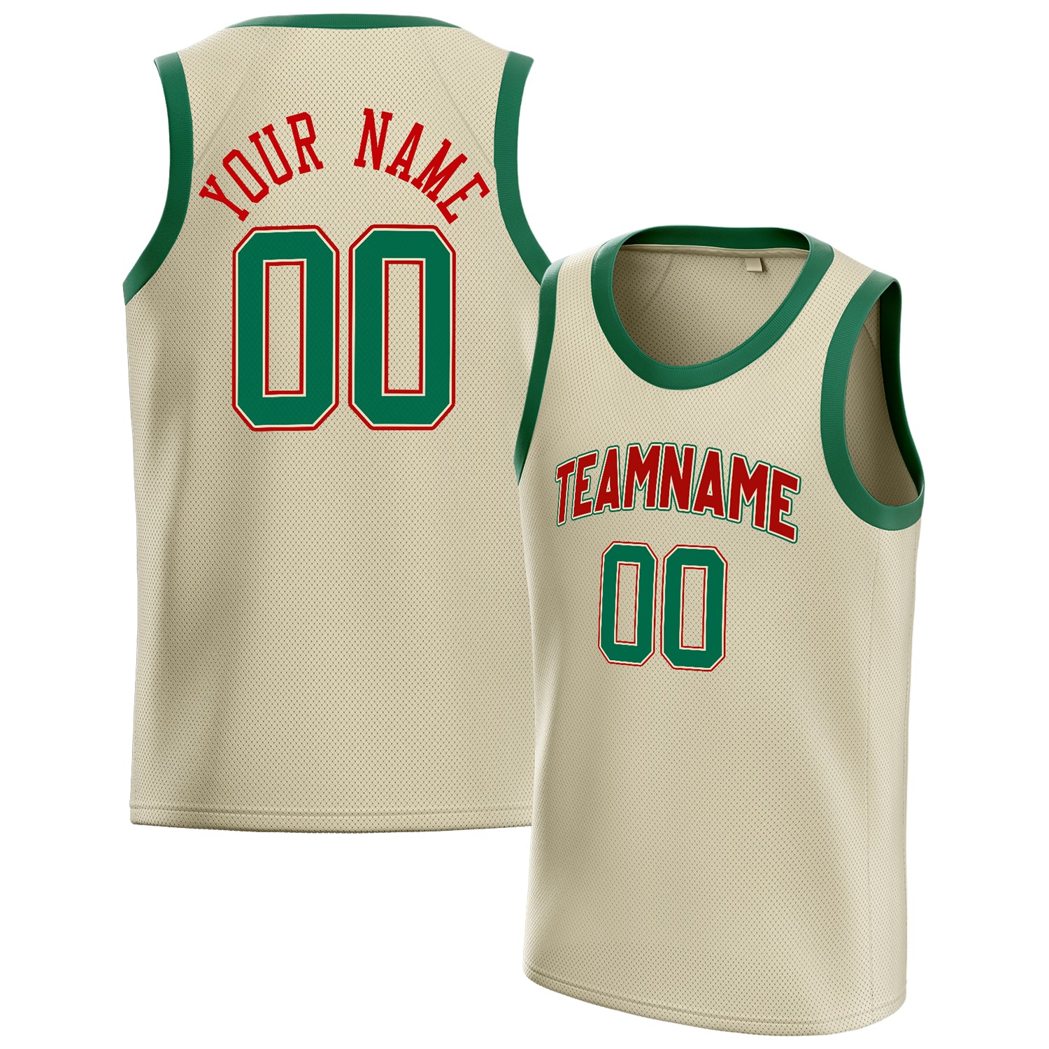 Benutzerdefiniertes Professionelles Creme Kelly Grün Basketballtrikot BS01240621JC055