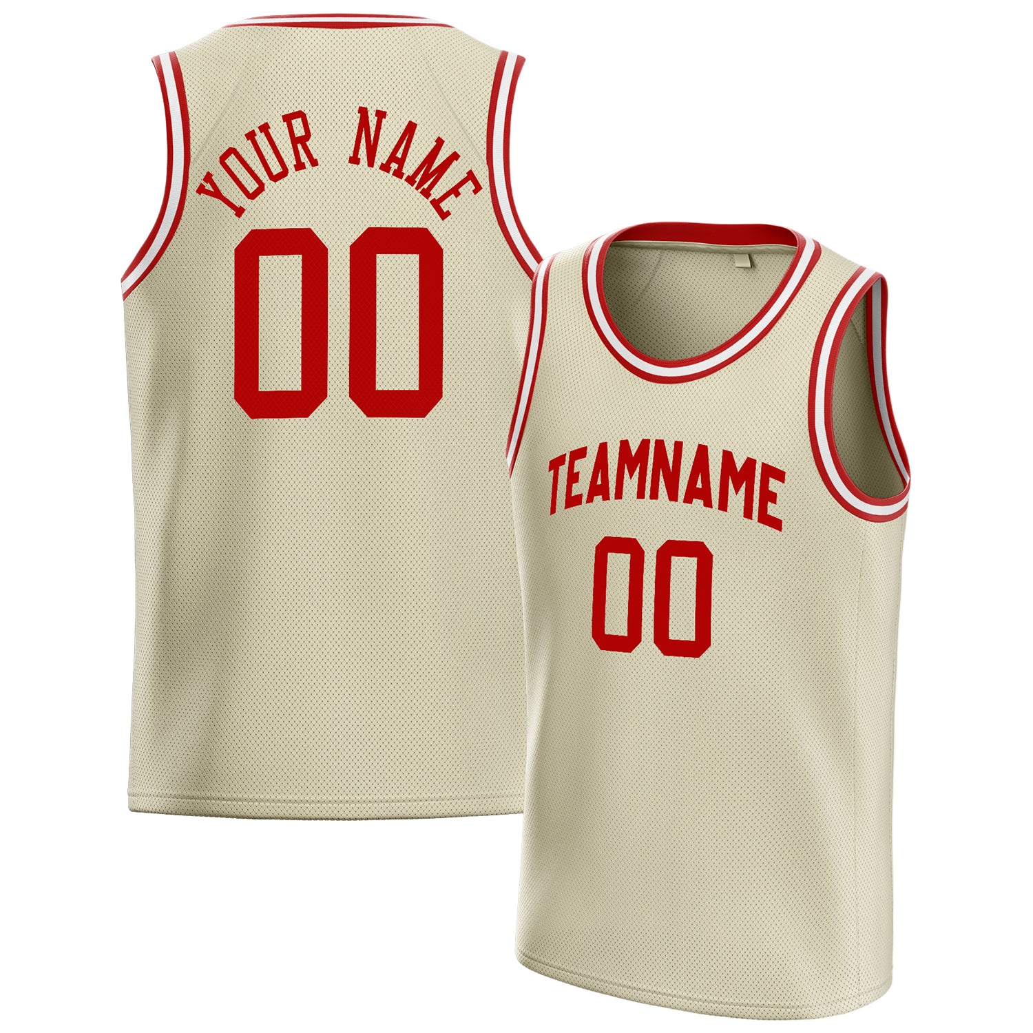 Benutzerdefiniertes Professionelles Creme Rot Basketballtrikot BS01240621JC056