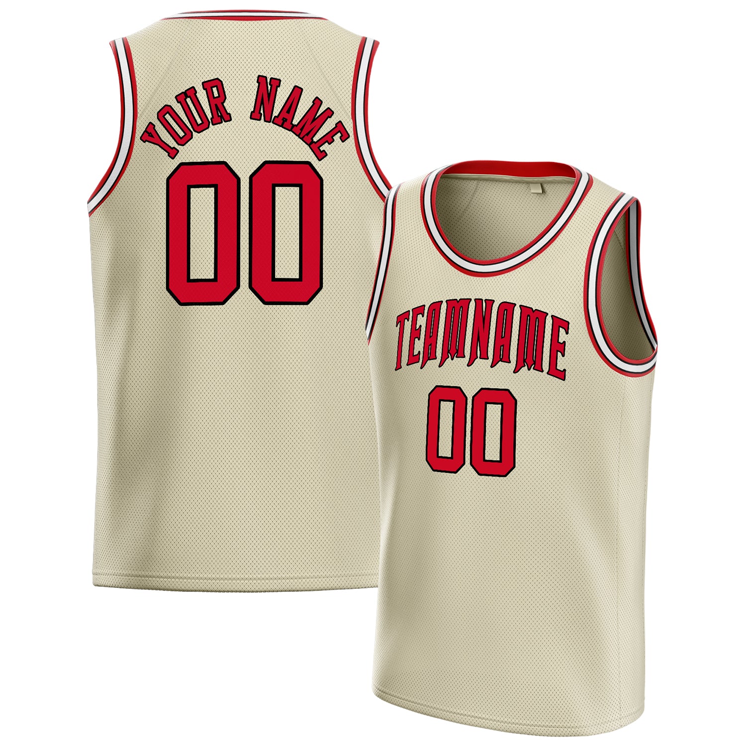 Benutzerdefiniertes Professionelles Creme Rot Basketballtrikot BS01240621JC062