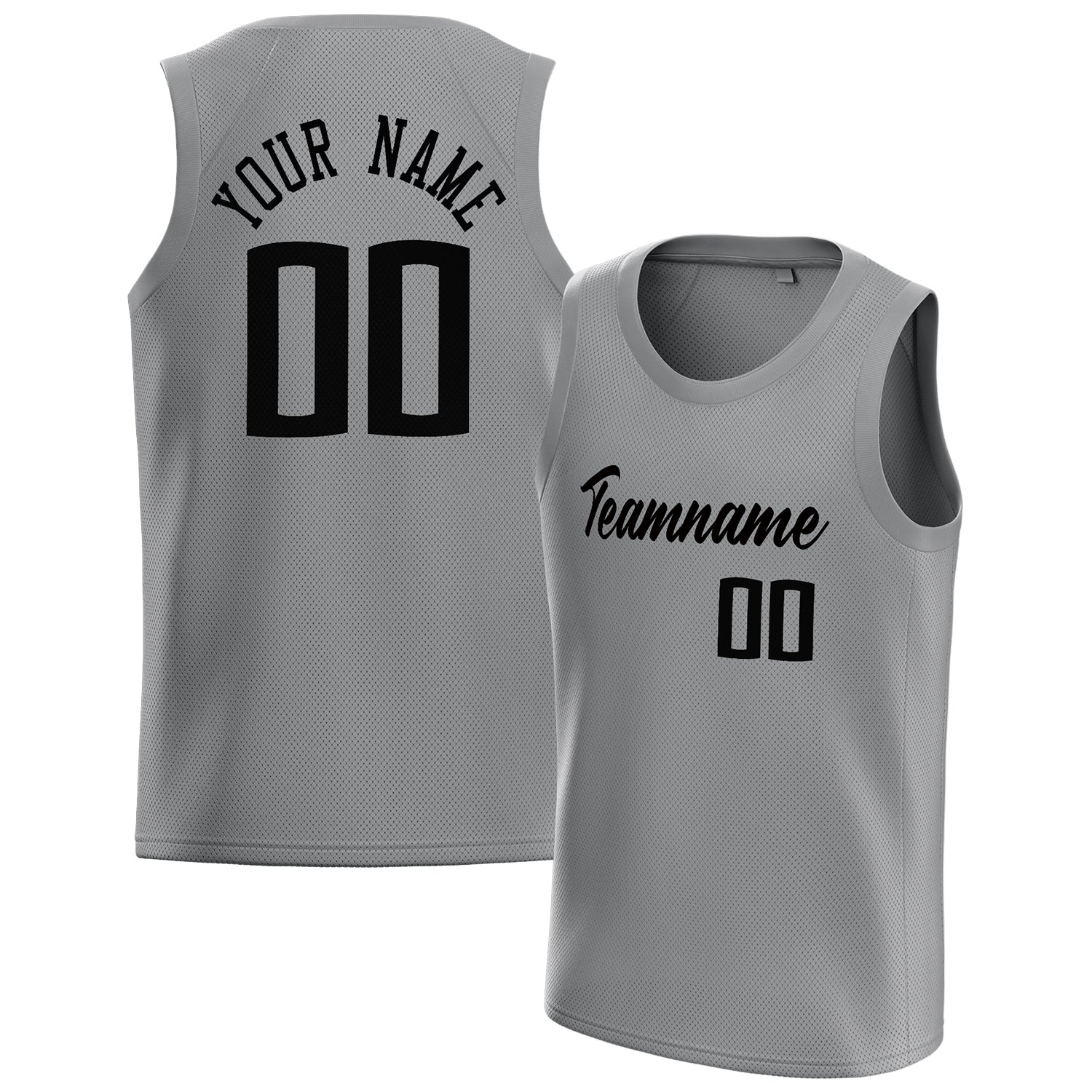 Benutzerdefiniertes Professionelles Grau Schwarz Basketballtrikot BS01240621JC195