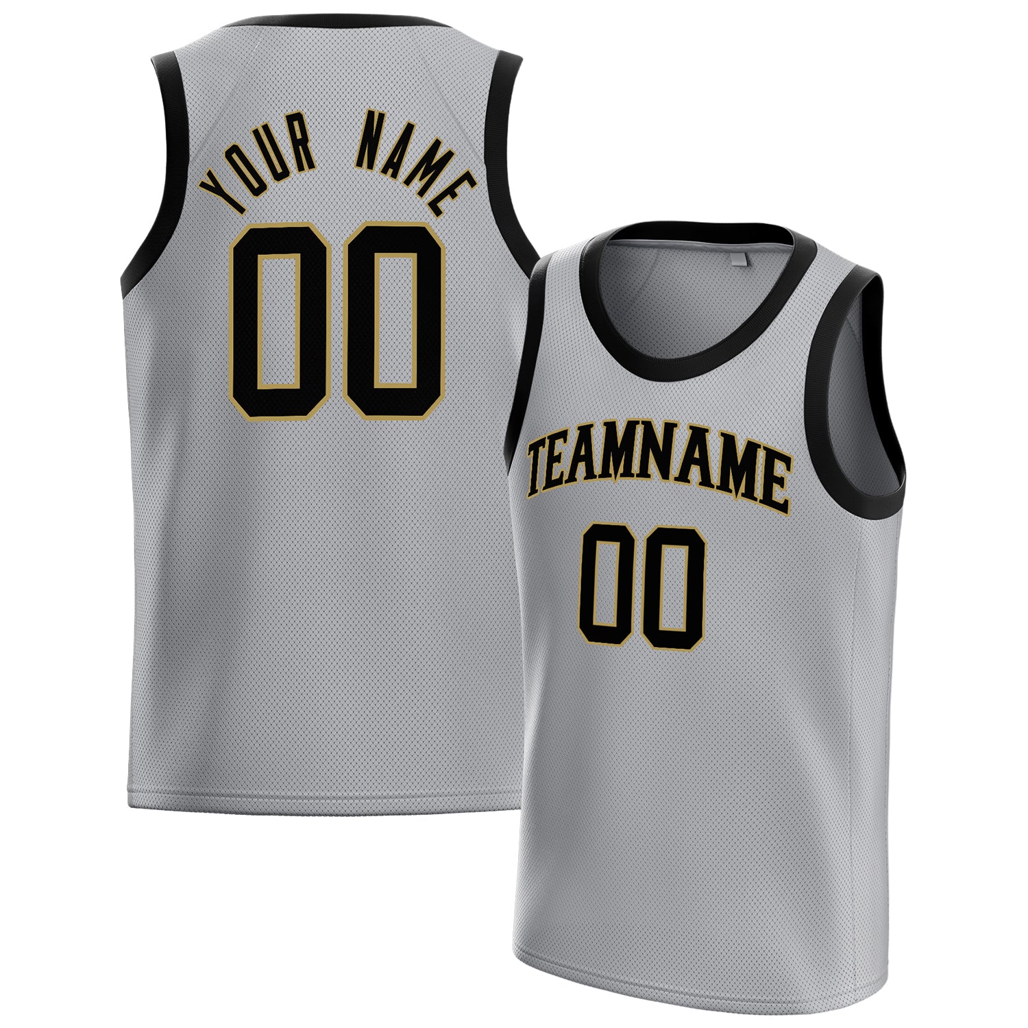 Benutzerdefiniertes Professionelles Grau Schwarz Basketballtrikot BS01240621JC196