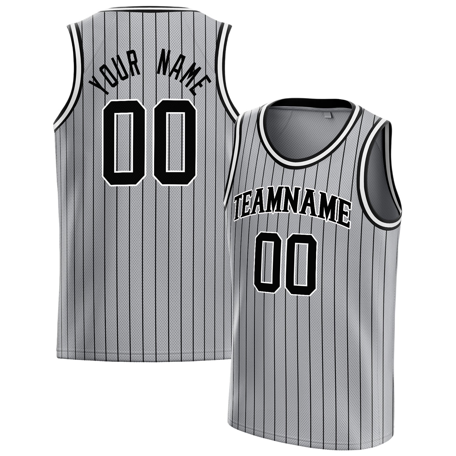 Benutzerdefiniertes Professionelles Grau Schwarz Basketballtrikot BS01240621JC197