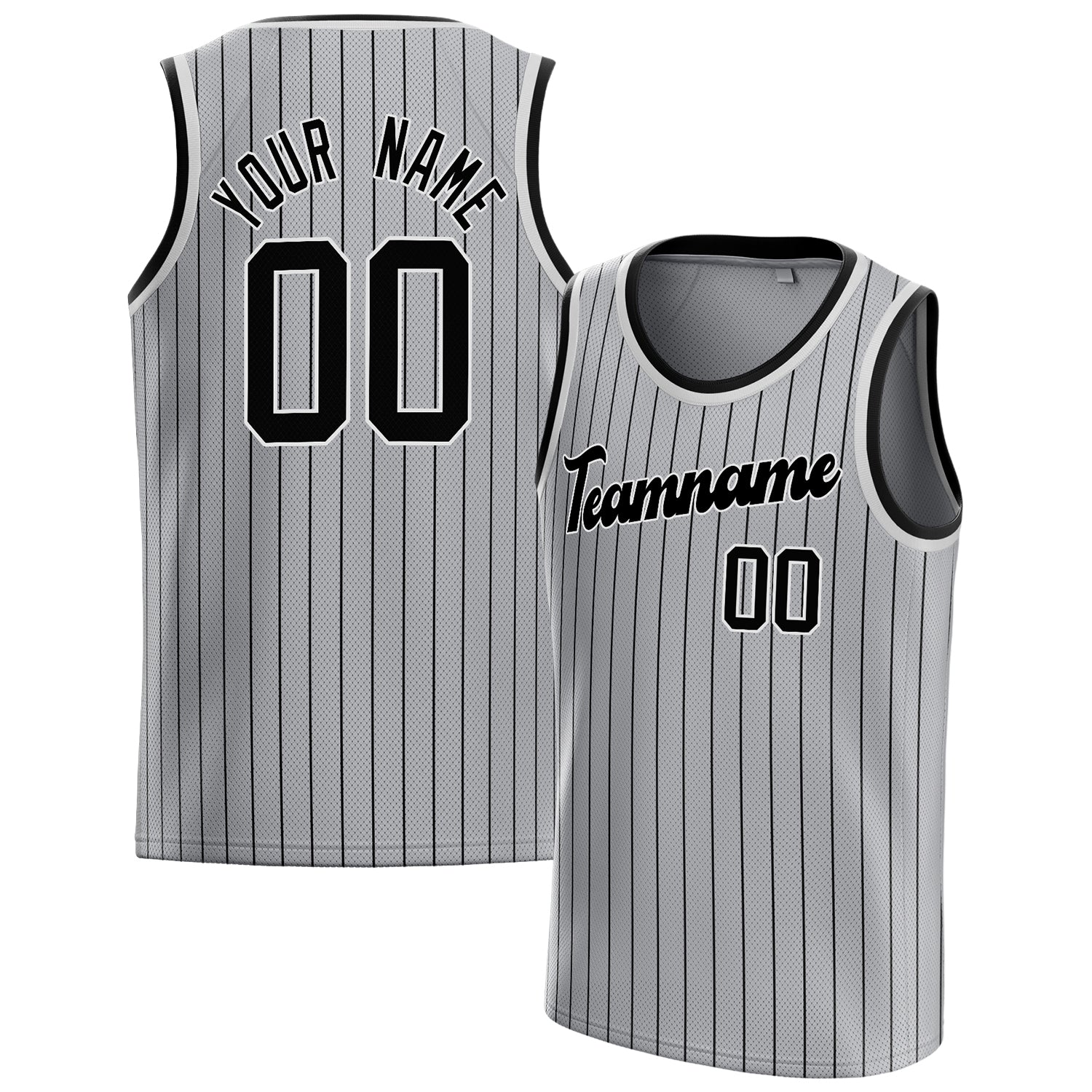 Benutzerdefiniertes Professionelles Grau Schwarz Basketballtrikot BS01240621JC198