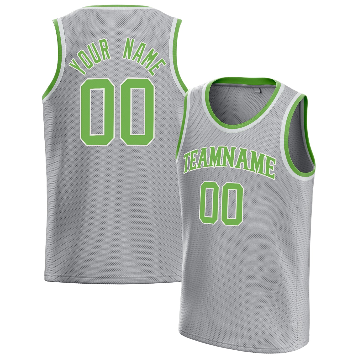 Benutzerdefiniertes Professionelles Grau Neongrün Basketballtrikot BS01240621JC199