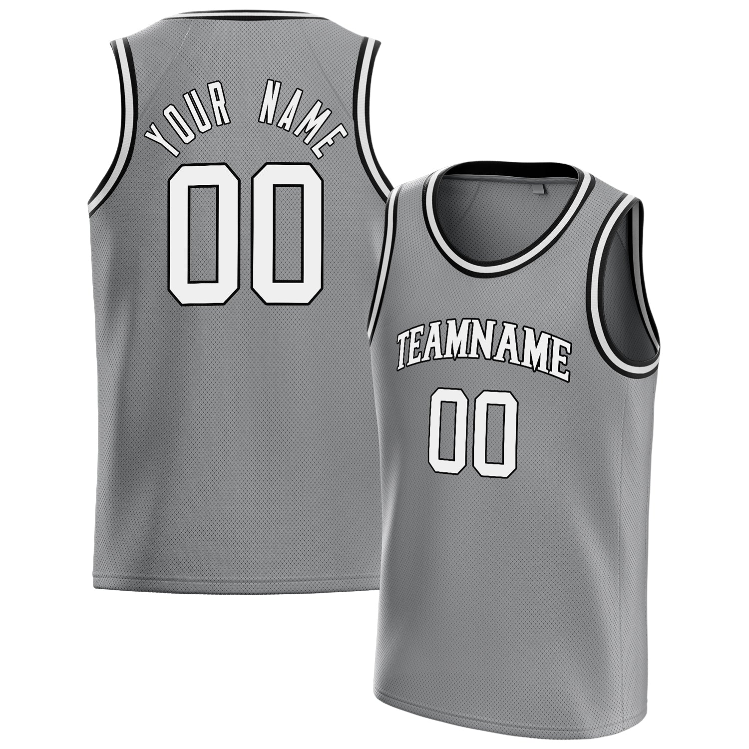 Benutzerdefiniertes Professionelles Grau Weiß Basketballtrikot BS01240621JC200