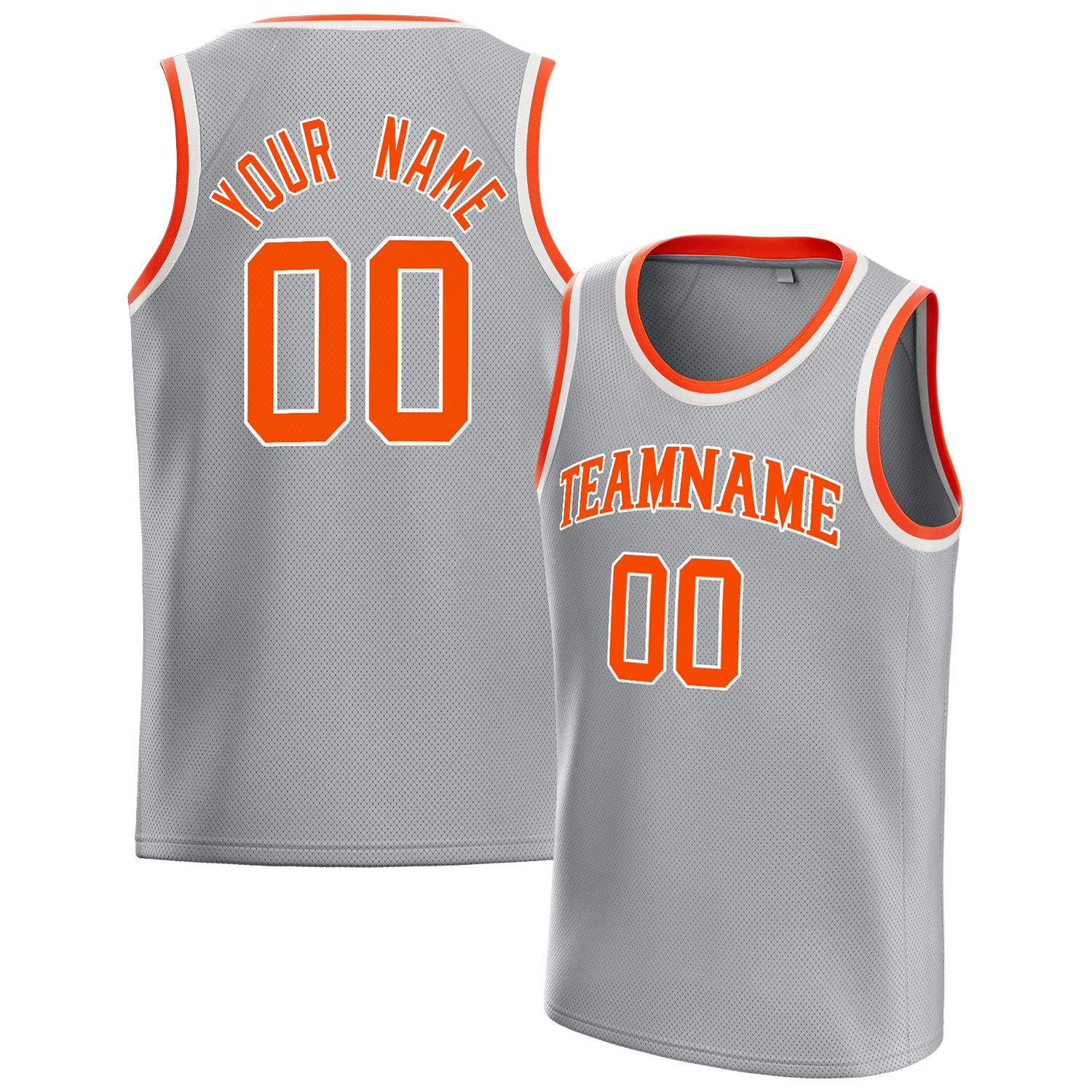 Benutzerdefiniertes Professionelles Grau Orange Basketballtrikot BS01240621JC201