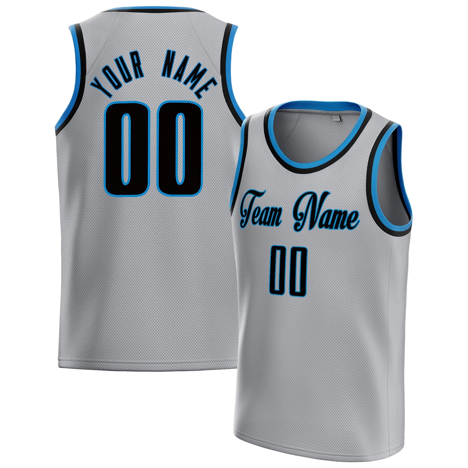 Benutzerdefiniertes Professionelles Grau Marineblau Basketballtrikot BS01240621JC202