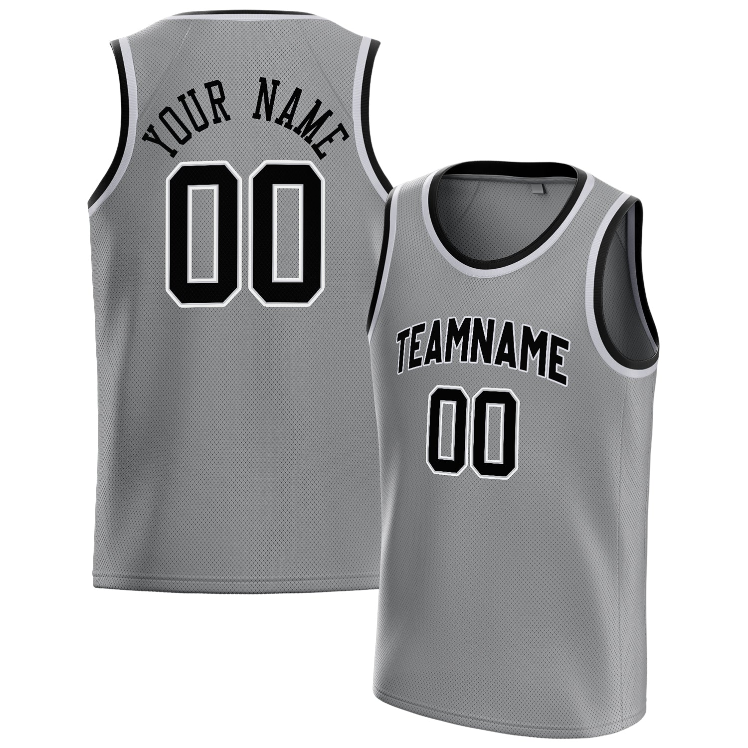 Benutzerdefiniertes Professionelles Grau Schwarz Basketballtrikot BS01240621JC206