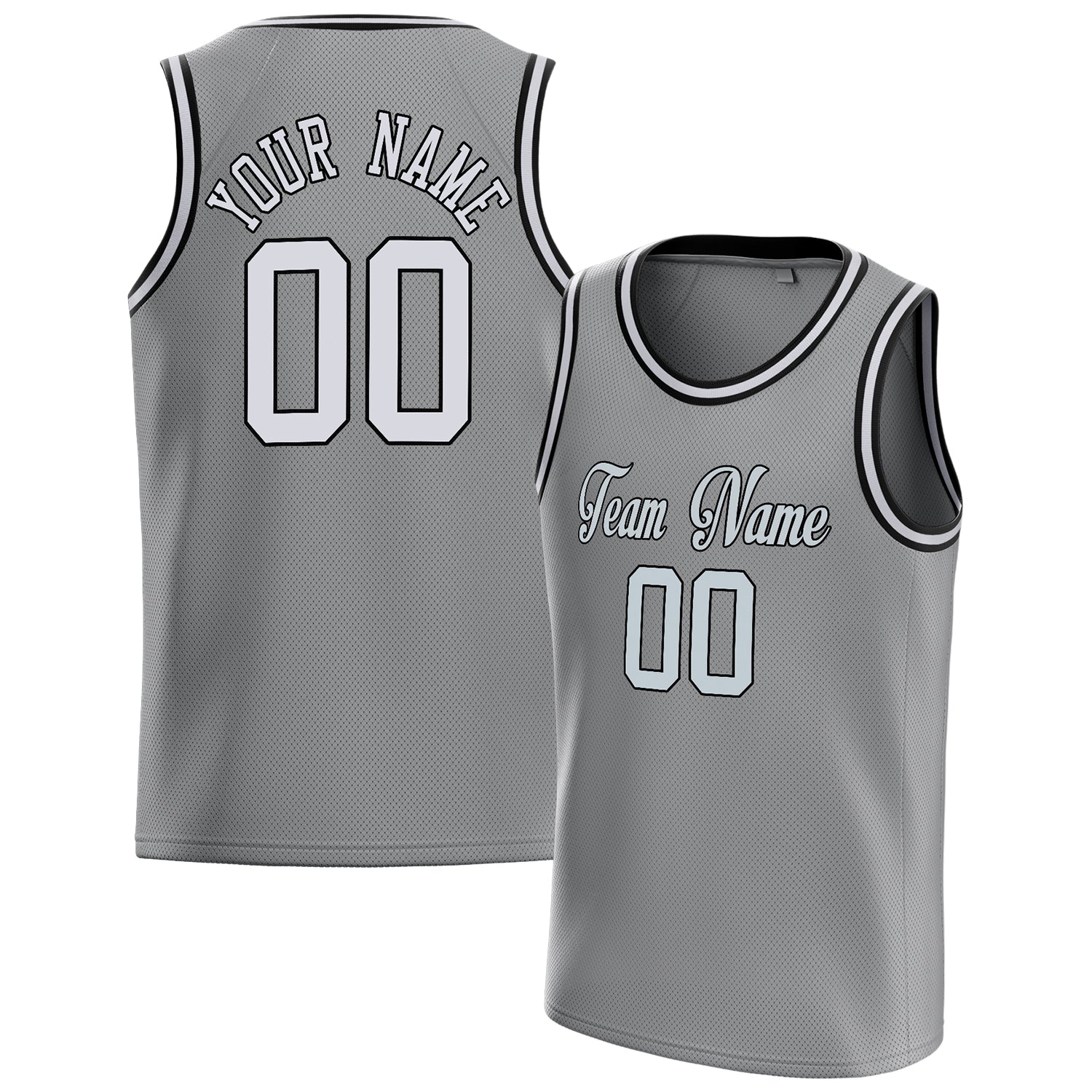 Benutzerdefiniertes Professionelles Grau Weiß Basketballtrikot BS01240621JC209