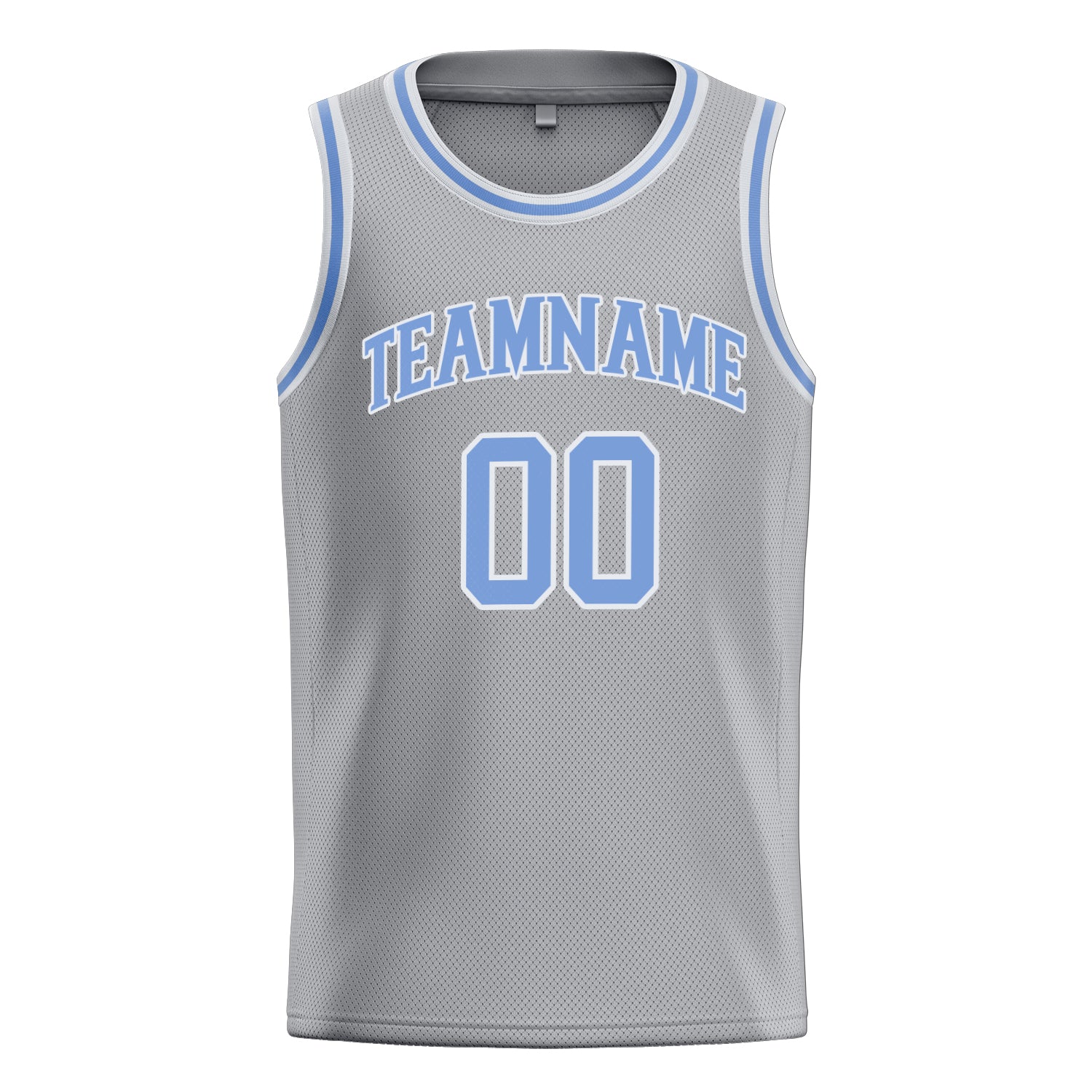 Benutzerdefiniertes Professionelles Grau Hellblau Basketballtrikot