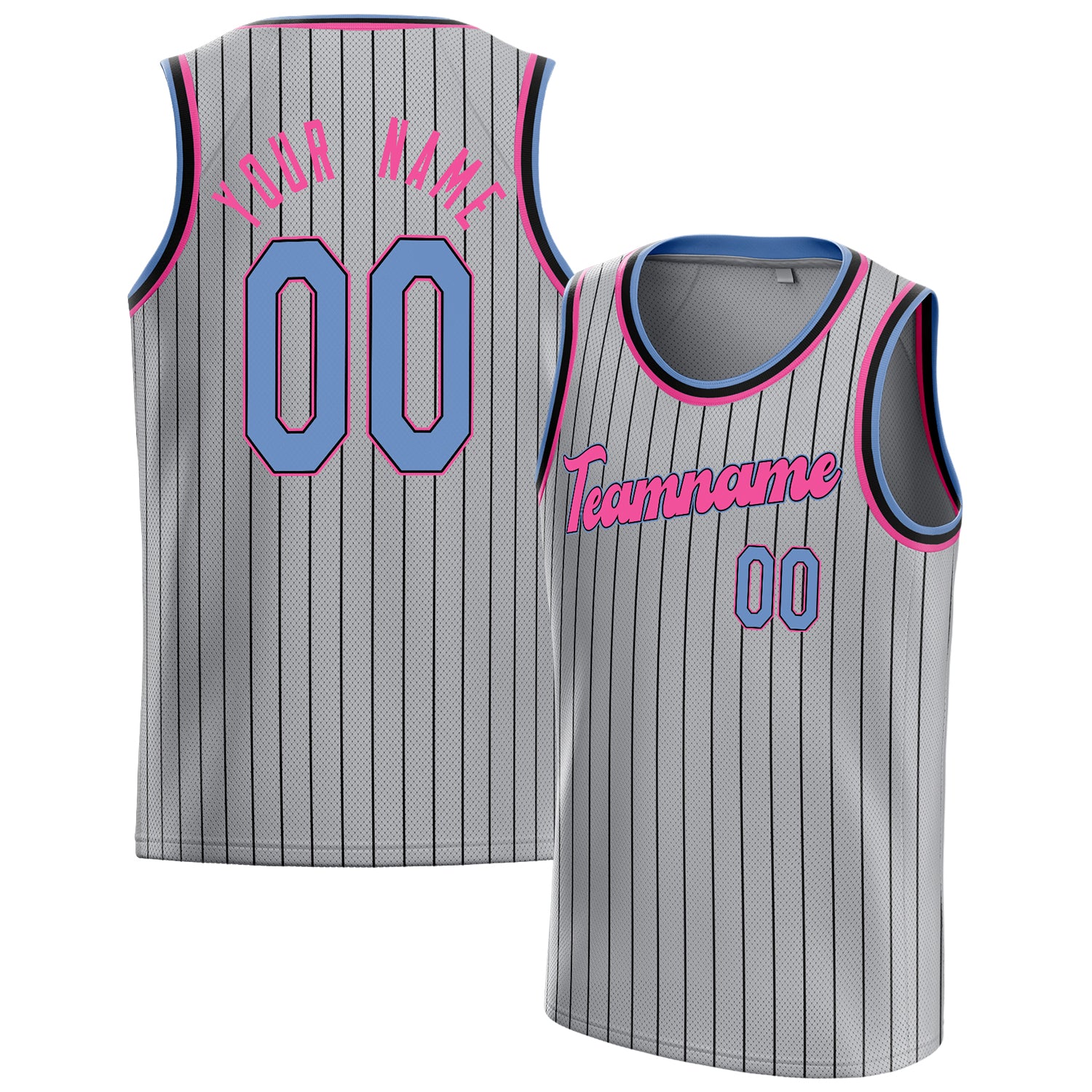 Benutzerdefiniertes Professionelles Grau Hellblau Basketballtrikot BS01240621JC211