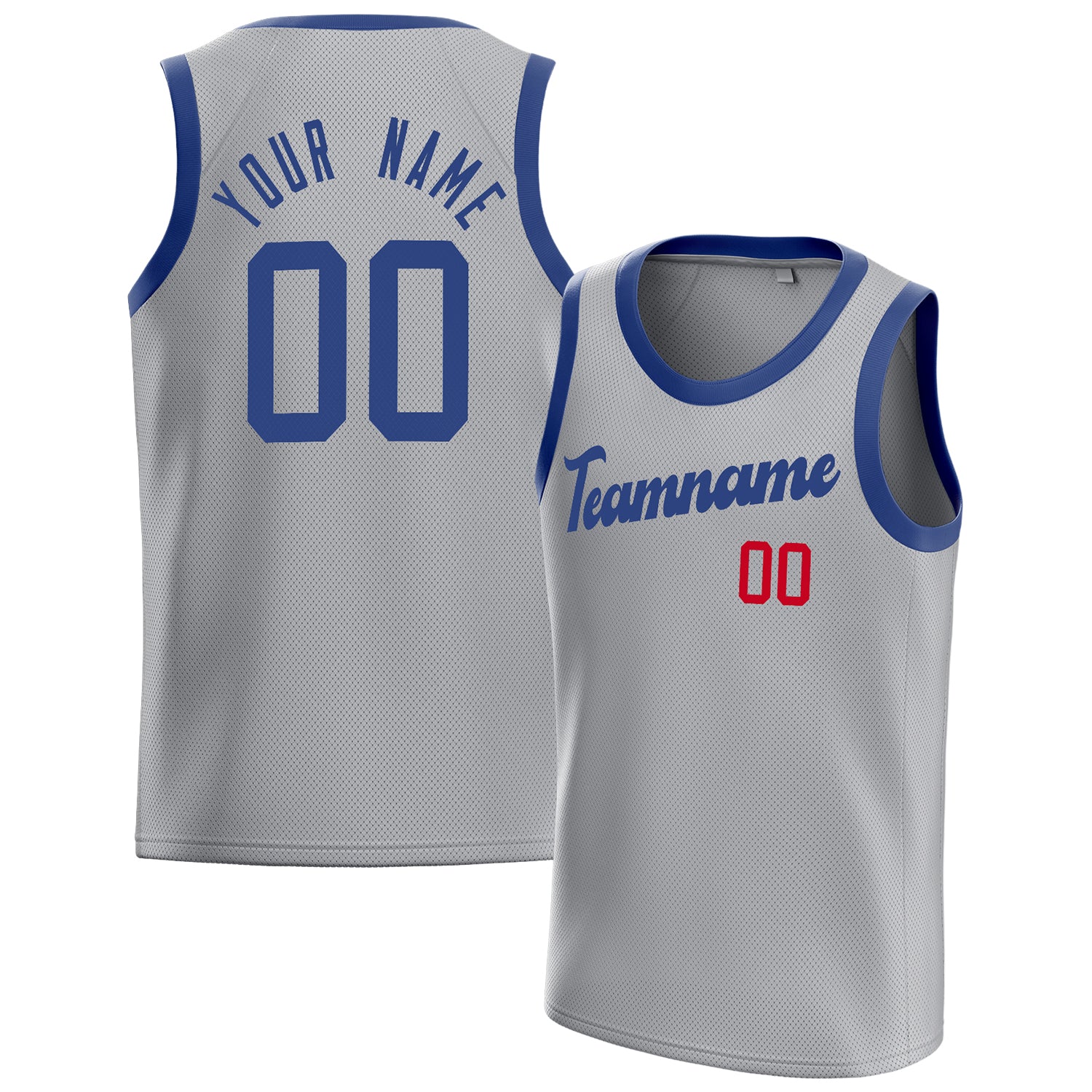 Benutzerdefiniertes Professionelles Grau Königsblau Basketballtrikot BS01240621JC212