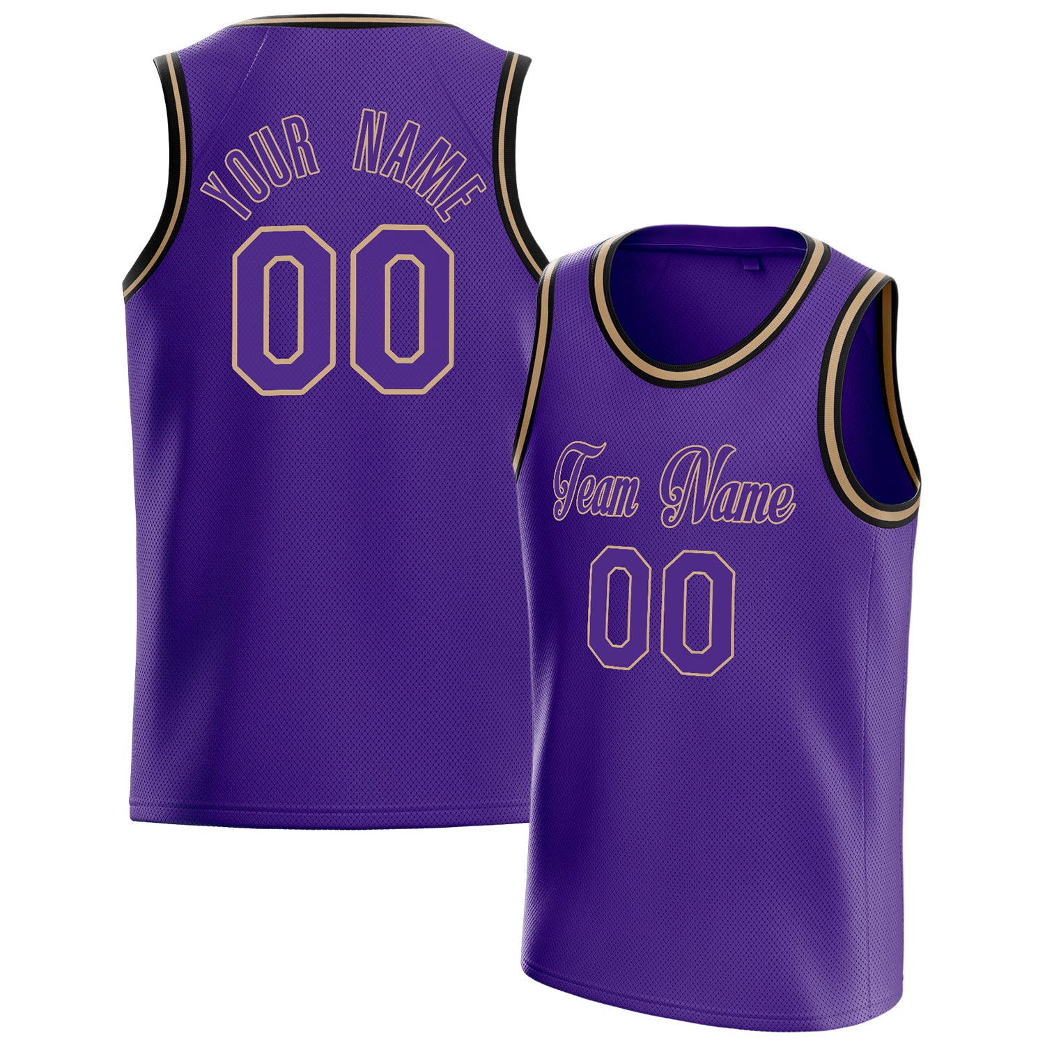 Benutzerdefiniertes Professionelles Lila Altgold Basketballtrikot BS01240621JG119