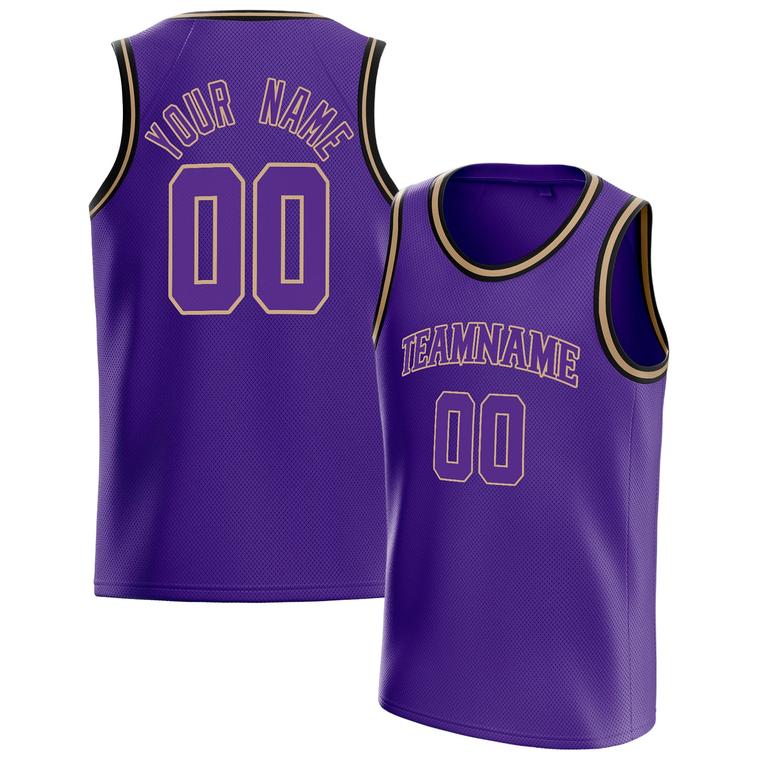 Benutzerdefiniertes Professionelles Lila Altgold Basketballtrikot BS01240621JG129