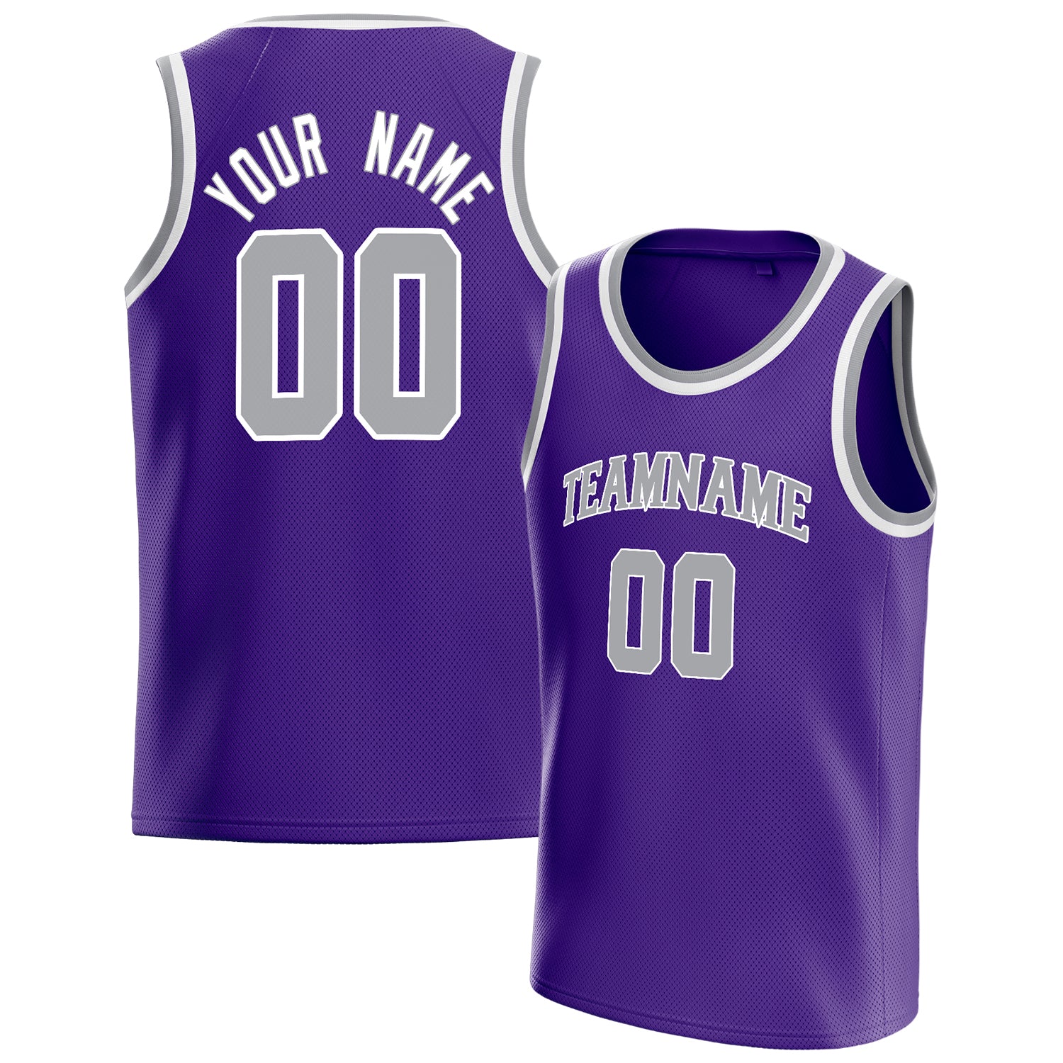 Benutzerdefiniertes Professionelles Lila Grau Basketballtrikot BS01240621JG132